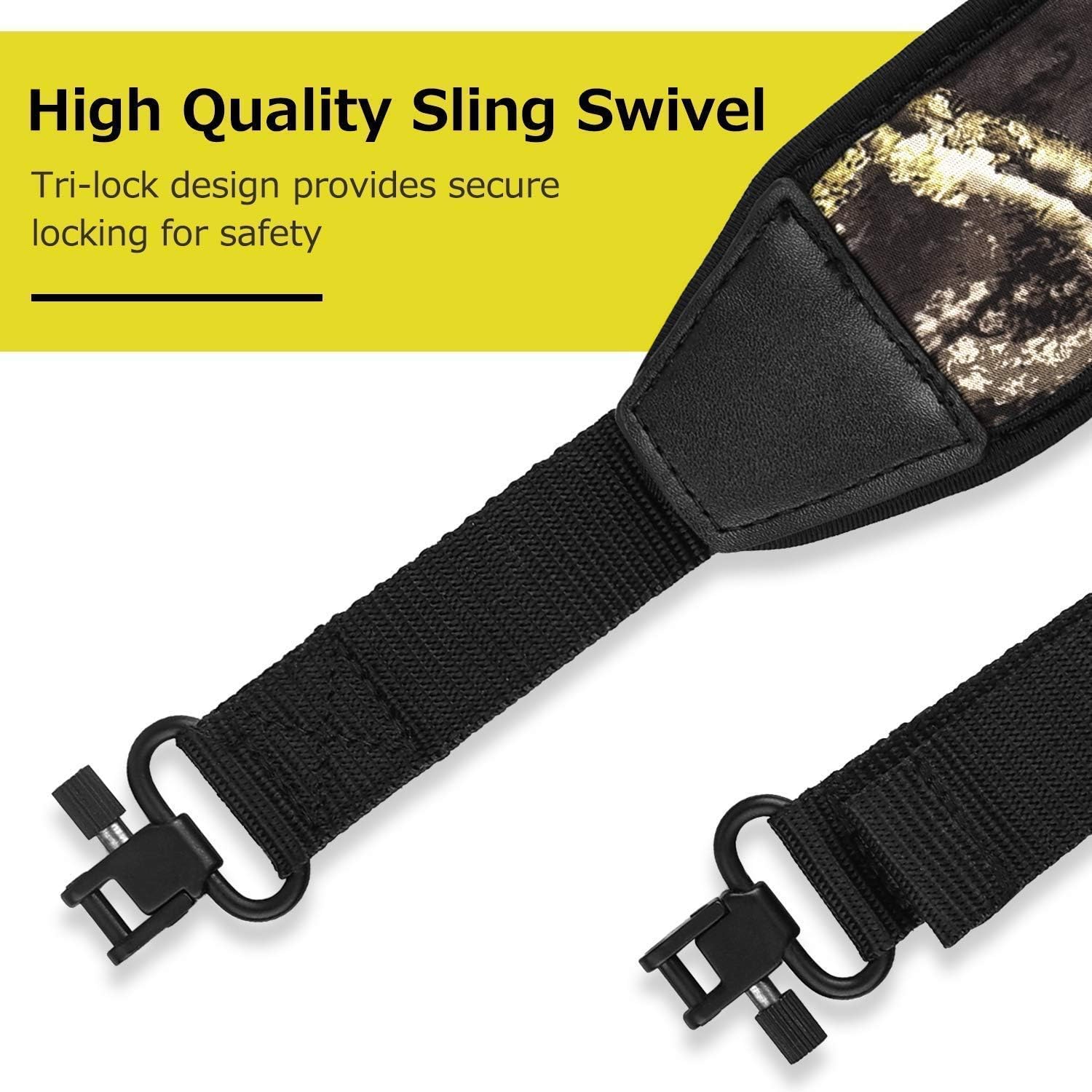 EZshoot Two Point Rifle Sling with Swivels, Anti-Slip Shoulder Padded Strap, Length Adjustable 2 Point Sling for Outdoors Pack of 2(Black & Khaki) : Sports & Outdoors