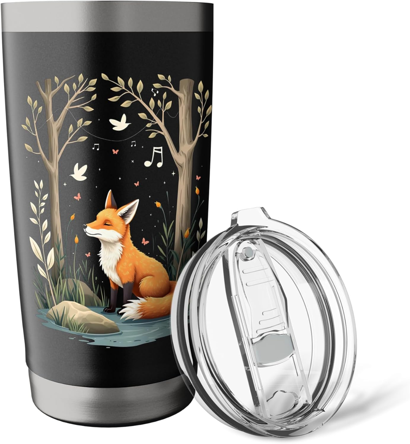 Peaceful Fox In Forest With Melody Of Nature Stainless Steel Insulated Tumbler - Image 5