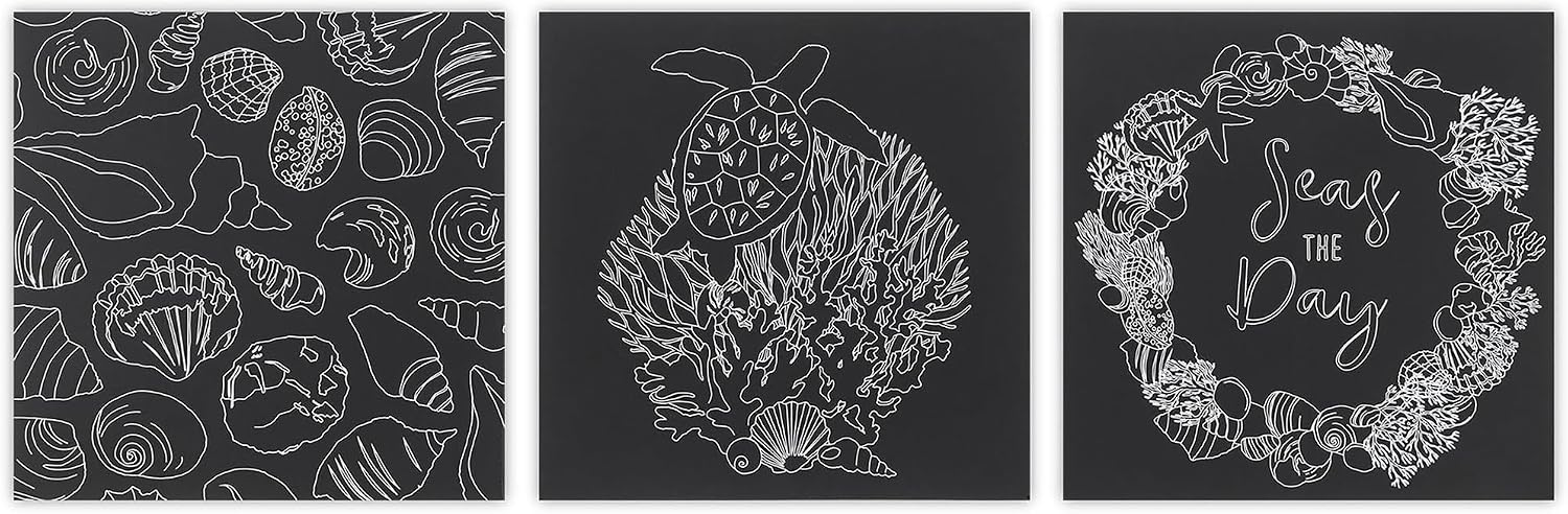 Brea Reese: Scratch Art Paper Pad - Under the Sea - 12 Sheets, 6 Guided Designs, Metallic Accents, Dual-Tip Stylus & Brush, 8x8 Pages, Adult Craft