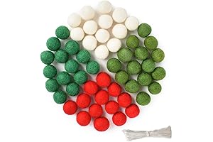 Luckforest Christmas Wool Felt Ball Garland Kit: 60 Felted Pom Poms for Holiday Decorations