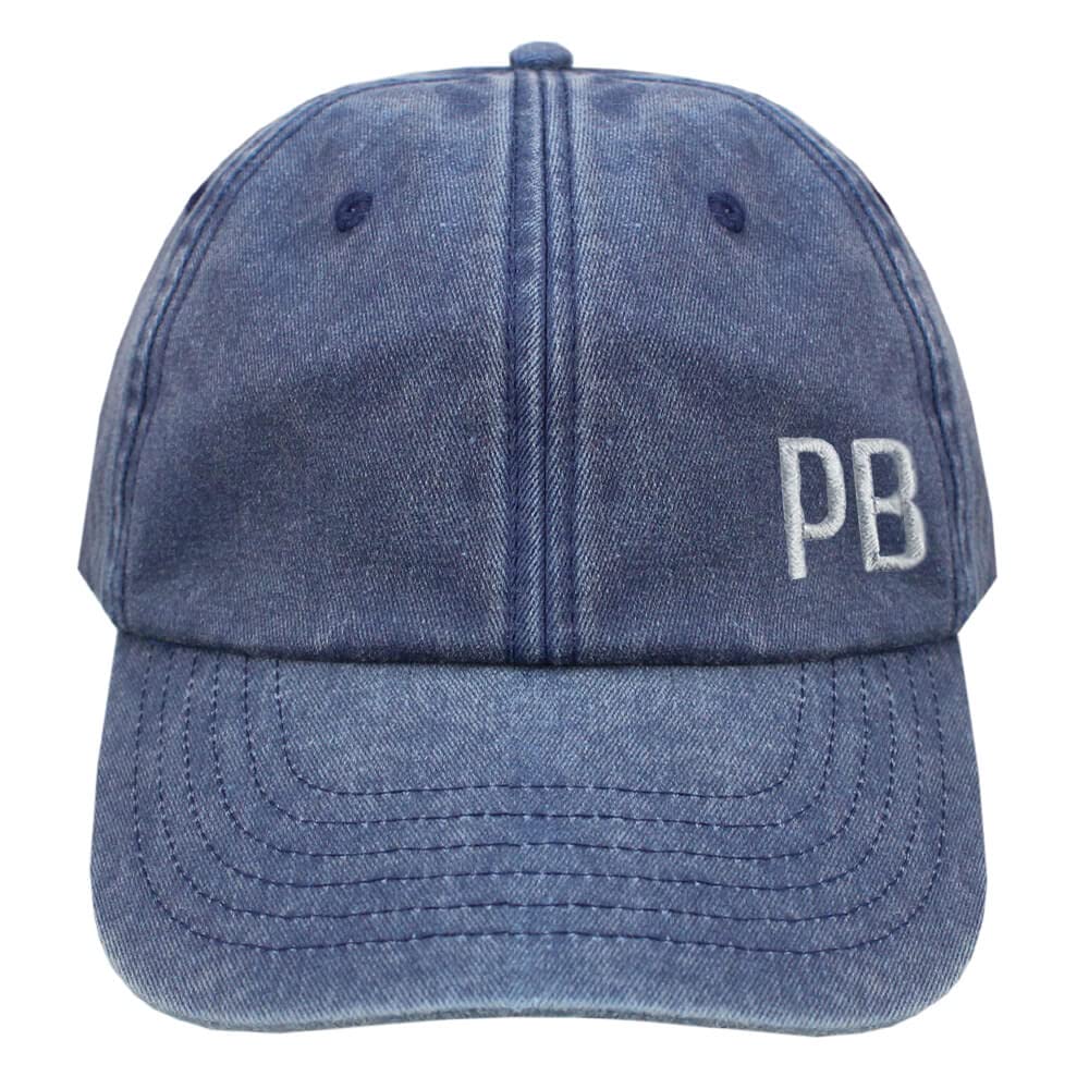 Teddyt's Men's Denim Blue Personalised Embroidered Initial Monogram Denim Baseball Cap (Denim Blue)