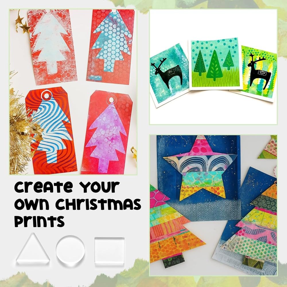 Wiederverwendbare Druckmaterialien 3er-Pack Monoprint-Druckplatten 3 Gel-Druckplatten Kreis Dreieck Quadrat für Karten