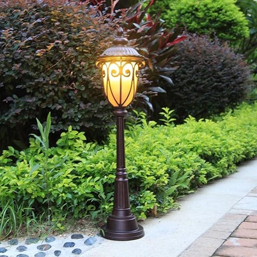 Generic GUOCC Creative European Victoria Gate Column Lamp IP54 Waterproof Aluminum Patio Glass Lantern E27 Edison Classical Villa Garden Deck Lawn Street Metal High Pole Post Pillar Light Fitting Lights Fixtu photo 2