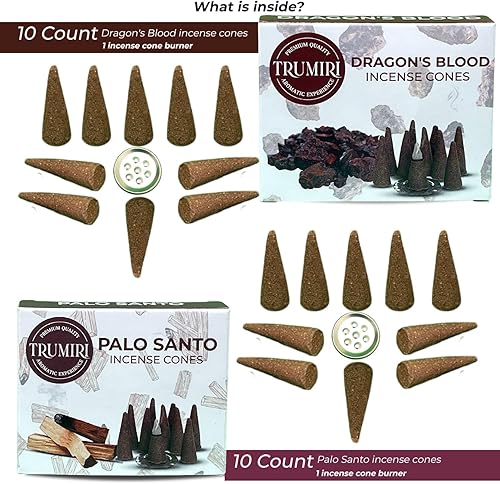 Miniatura 2 de Conos de incienso  Paquete combinado de 20 conos de incienso  10 dragones sangre + 10 Palo Santo  Conos de insencia  Conos de incienso perfumados