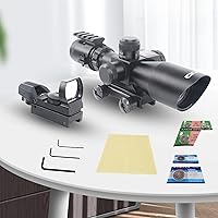 Vista 7 de UUQ 2.5-10x40 Mira telescópica combinada para rifle, retícula Mil-dot iluminada doble, con mini visor reflex de punto rojo de 3 MOA y visor láser