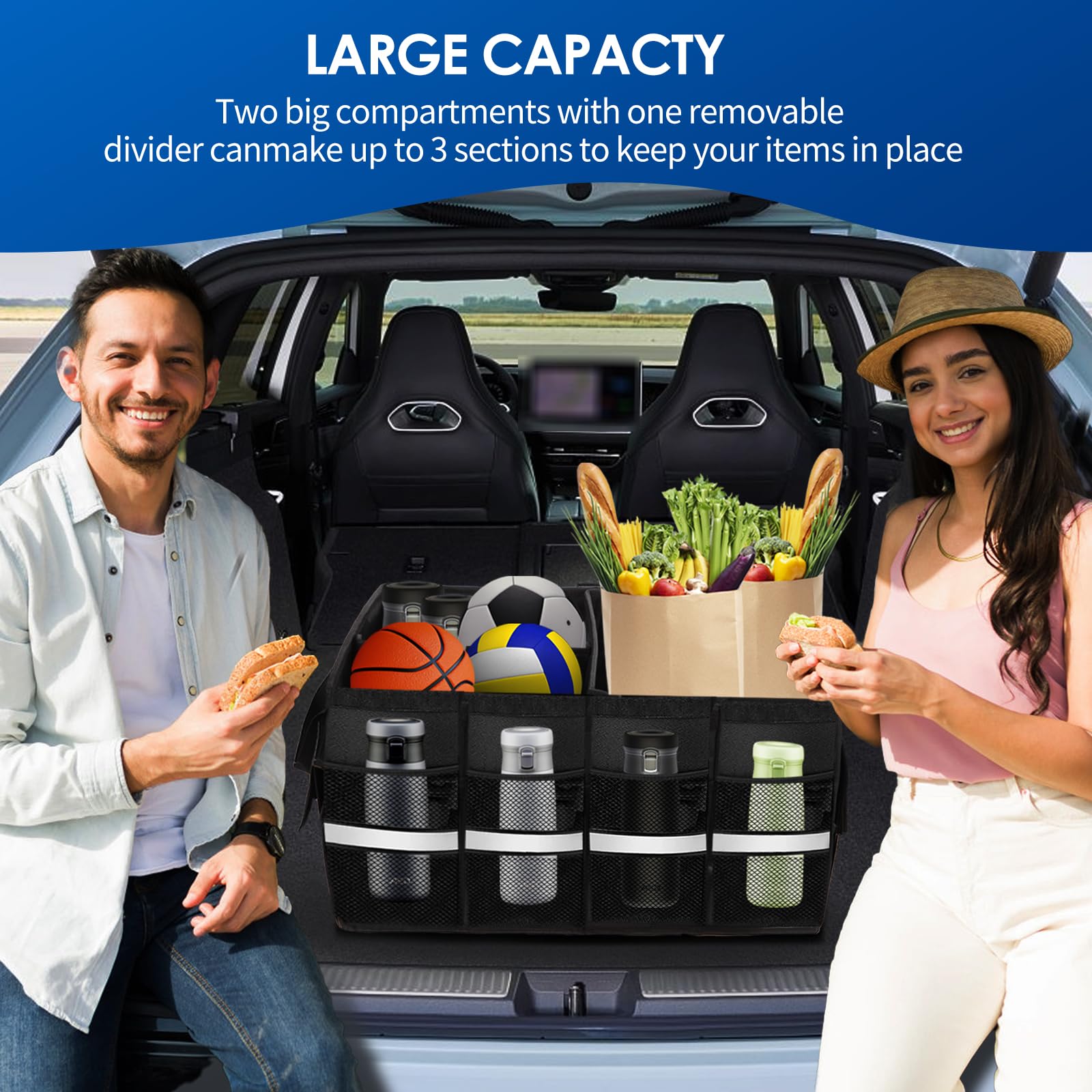 Organizzatore Bagagliaio Auto UEAVOID - 3 Cinghie In Velcro 40/50/60 Cm Per Fissare Oggetti In Macchina - Foto 11