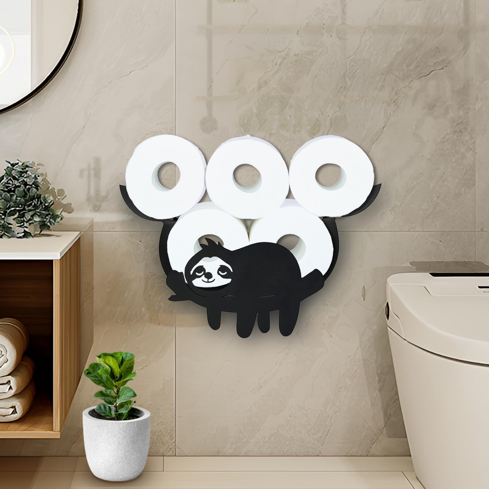 Toilet Paper Holder Sloth No Drilling