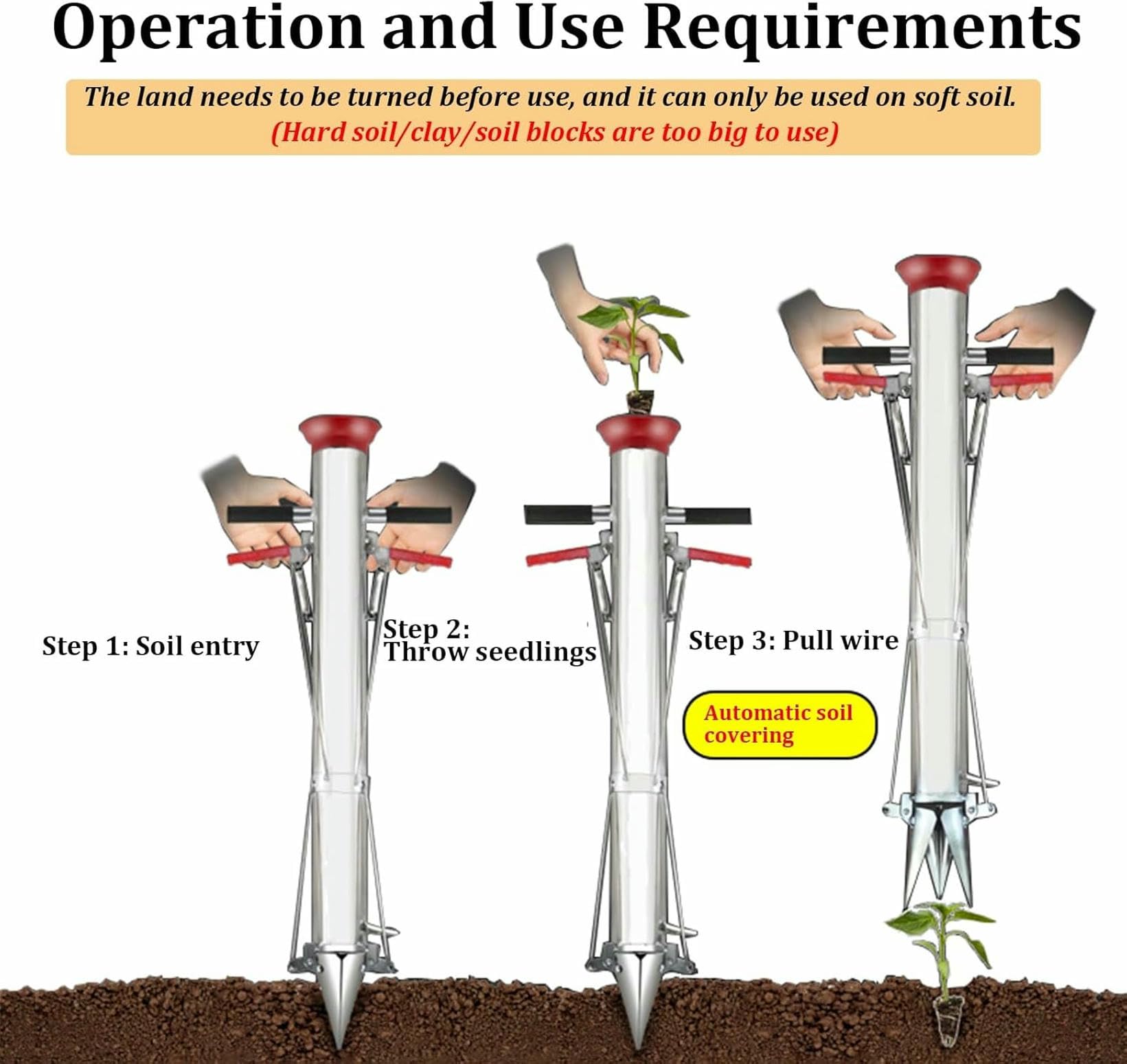 Transplanteur De Semis, Outil De Jardinière À Grande Hauteur À Poignée, Transplanteur De Légumes en Acier Inoxydable À Main