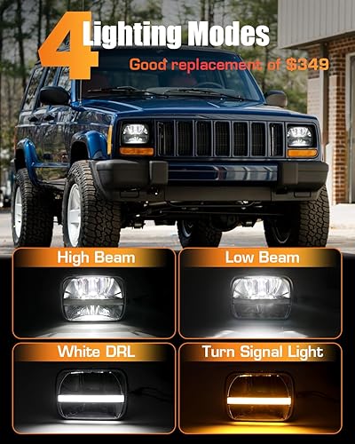 Miniatura 3 de Faros LED H6054 de 7 x 6  5 x 7 pulgadas, con proyector LED, haz sellado de altabaja, DRL ámbar y blanca