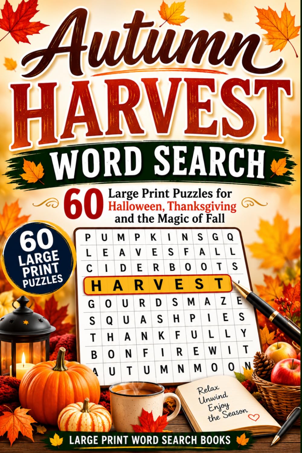 Autumn Harvest Word Search: 60 Large Print Puzzles for Halloween, Thanksgiving and the Magic of Fall (Large Print Word Search Books)