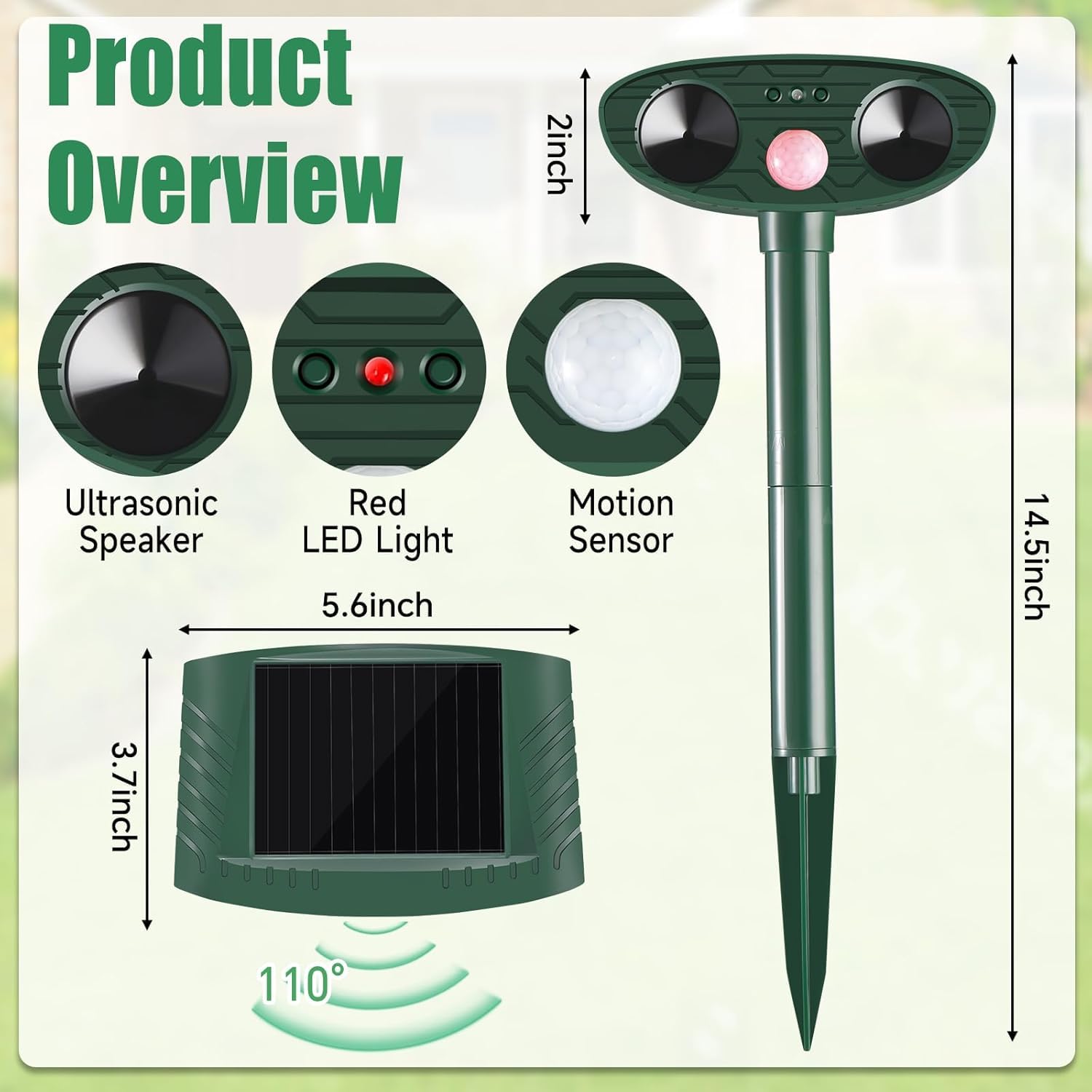 Cat Repellent Outdoor Solar Animal Repeller Ultrasonic Cat Deterrent with PIR Motion Sensor Waterproof Pest Repeller Animal Deterrent for Garden Yard Cats Dogs,Skunks,Raccoon Birds Squirrels - Image 4