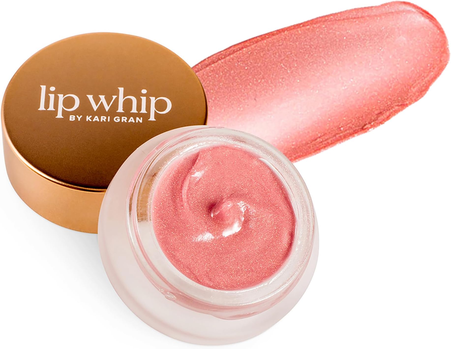 Kari Gran Lip Whip | Moisturizing Lip Balm with Organic Oils | Clear Glossy Sheen + Peppermint | Rich Buttery Texture, Hydrates & Protects | Non-GMO, Organic Ingredients, Made in USA (Rosie Gold)