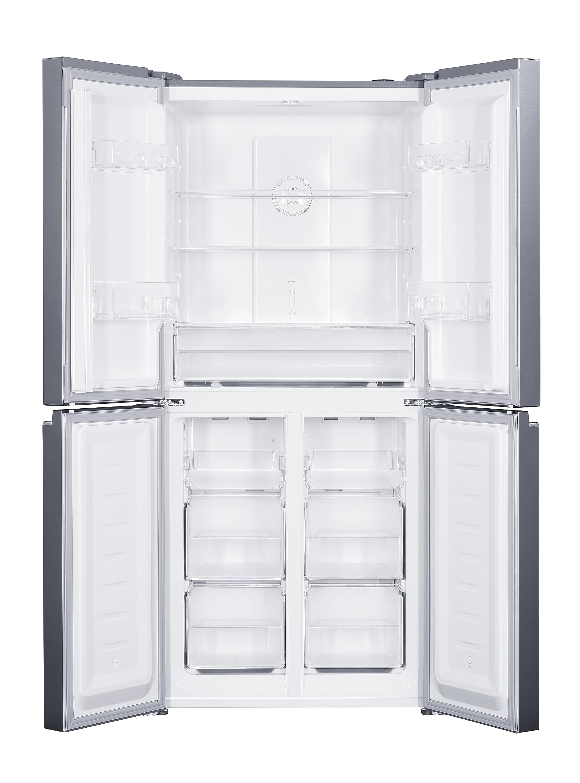 Wolkenstein W-CD 362 NFD E IX Cross Door lodówko-zamrażarka | Inox 362 l | 125 litrów z 4-gwiazdkową komorą zamrażarki | technologia NoFrost | wyświetlacz z funkcją Touch Control | 39 dB |