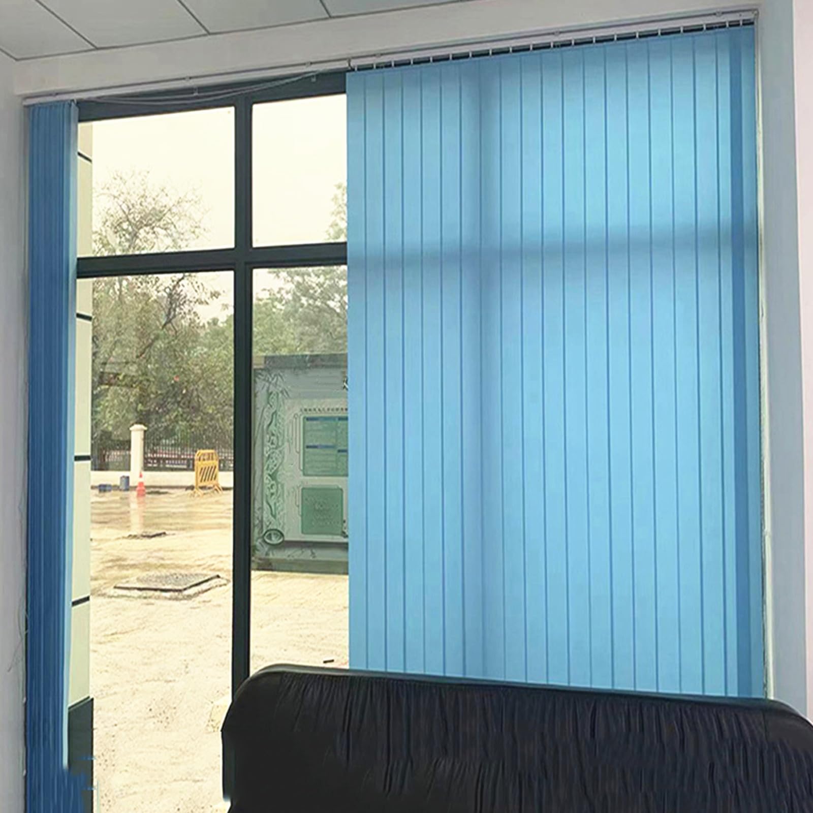 Verdunkelungslamellen Blau Vertikaljalousie Lamellenvorhang Komplettset,Sichtschutz Sonnenschutz Jalousie,Lamellen Fenster Rollo,für Zuhause,Anpassbar Farbe,Breite×Höhe (150cm x 120cm)
