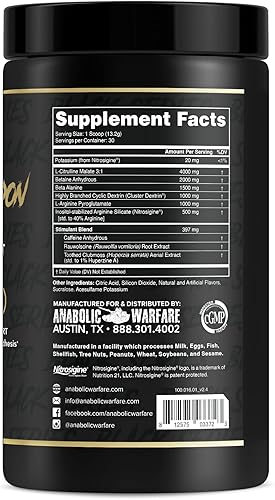 Vista 3 de Anabolic Warfare Nuclear Armageddon - Polvo de preentrenamiento para hombres y mujeres con L-citrulina, beta alanina en polvo y cafeína