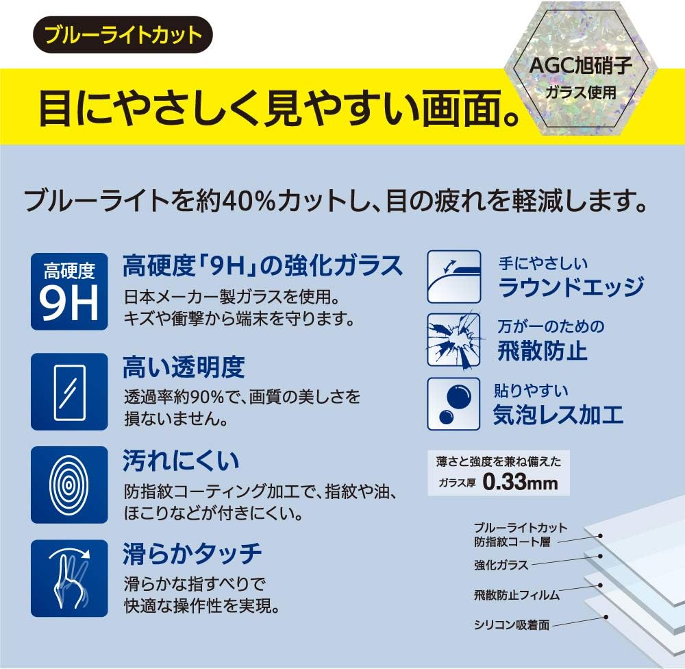 Nakabayashi Z8716 Blue Light Cut Glossy Bubble-Free Glass Film for iPad Pro 11 Inch