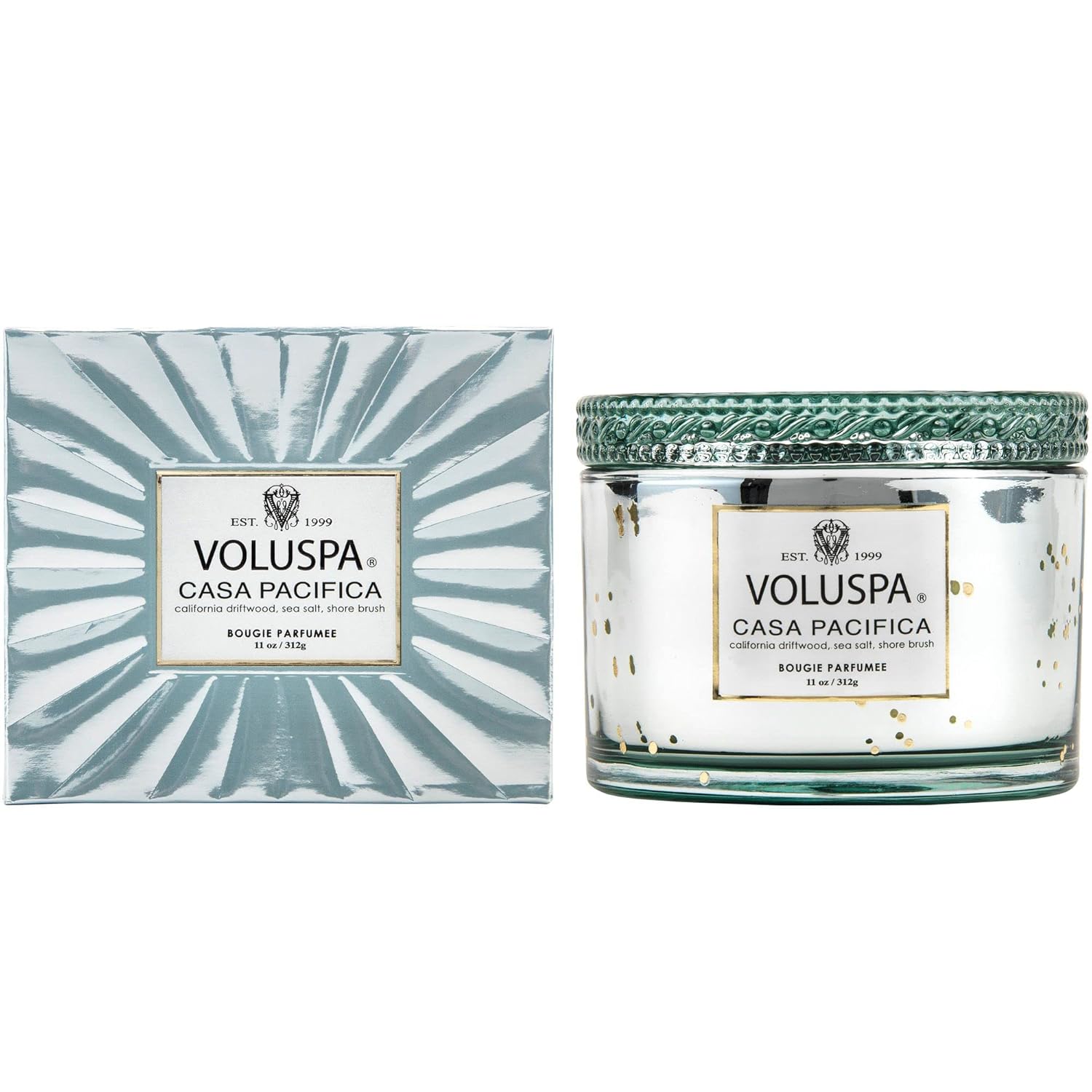 Voluspa Casa Pacifica Corta Maison Boxed Glass Candle,Blue 11 Ounces