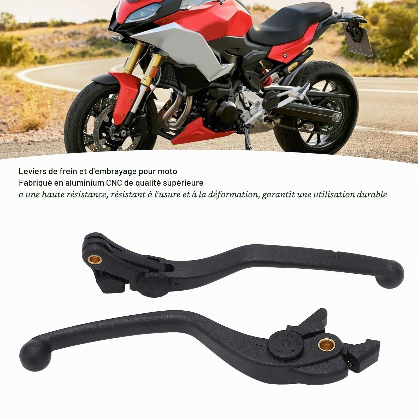 1 Paire de Leviers D'embrayage de Frein de Moto, KIMISS Levier de Frein à Poignée Gauche Droite CNC en Aluminium Levier de Frein D'embrayage Perchoir pour F900XR 2020‑2022