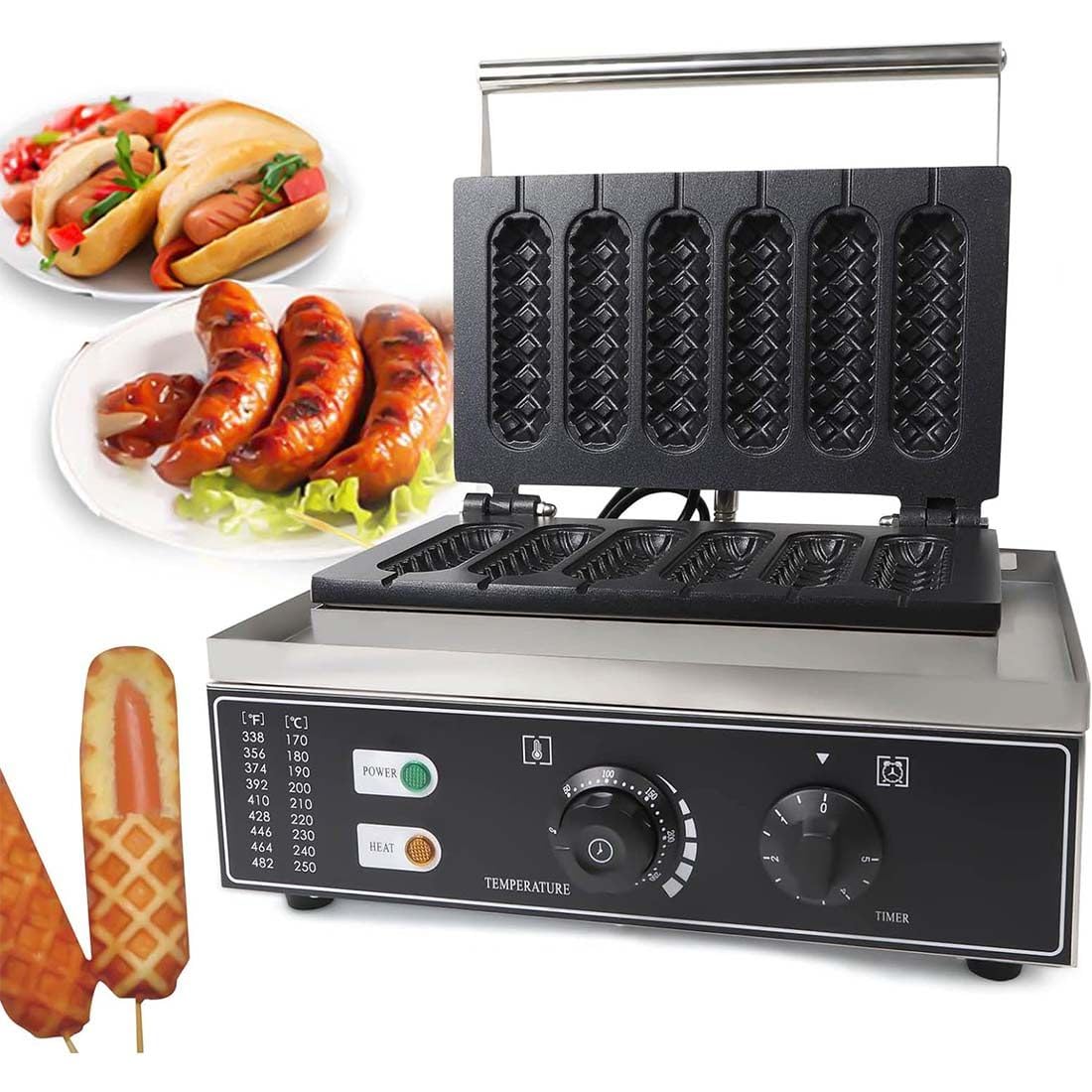 Zykuosus Corn Dog Waffle Maker - Make Homemade Hot Dogs on a Stick Easily Electric Hotdog Machine for Crispy Baking Perfect Parties and Snacks