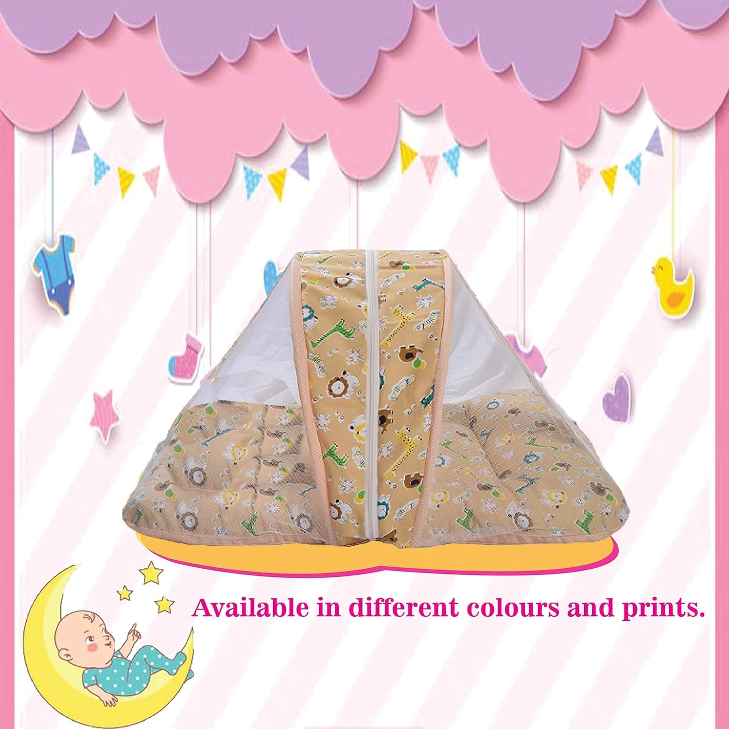 Toddylon Flat Bed Baby Bed New Born Baby Bedding Set | Mattresses | Mosquito Net | Foldable Mattress | Cotton | Unisex Infants (0-6 Month) - Image 3 thumbnail