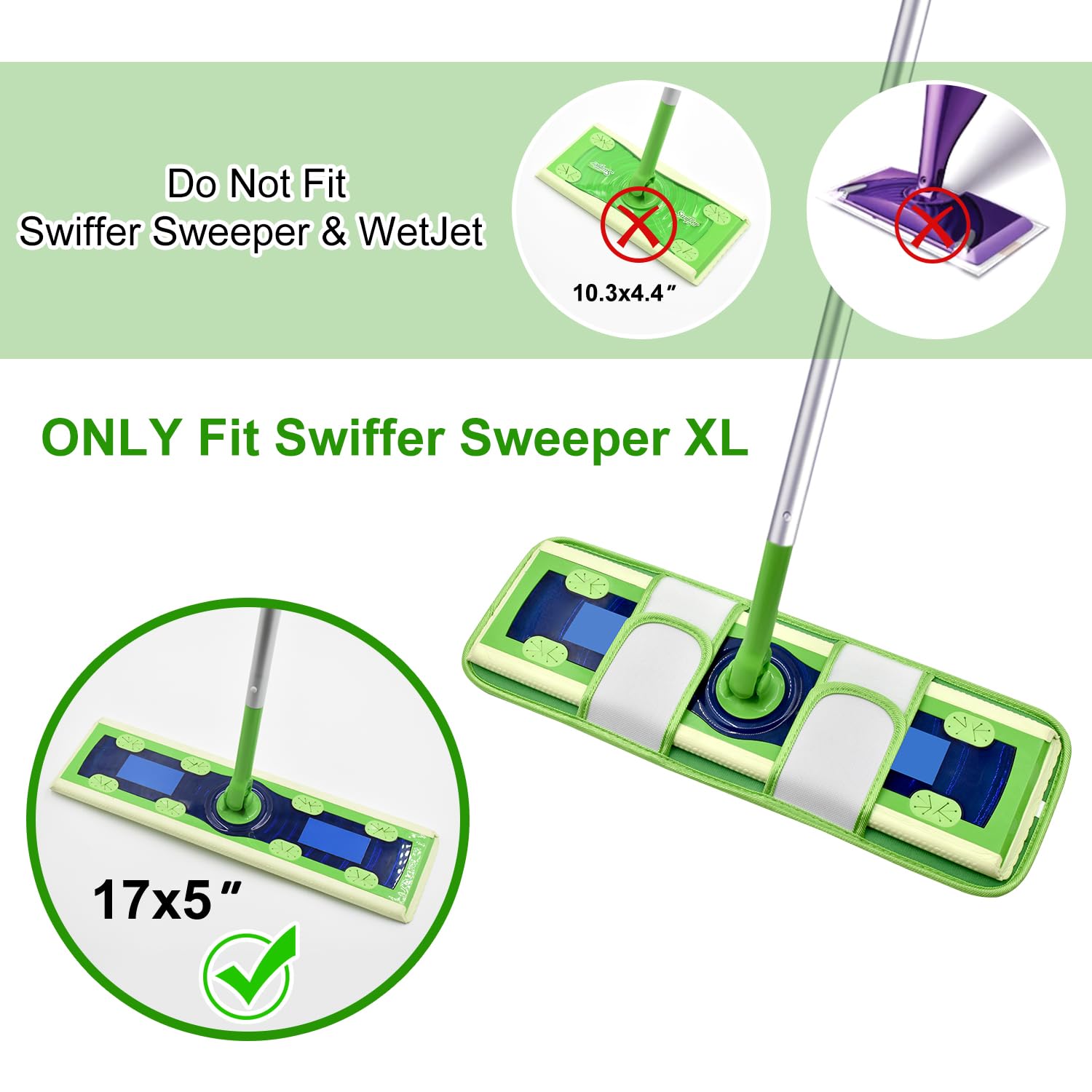 Paquete de 4 almohadillas de microfibra para trapeadores Swiffer XL, reutilizables, húmedos y secos, compatibles con Swiffer Sweeper XL, almohadillas de repuesto lavables para limpieza en seco y
