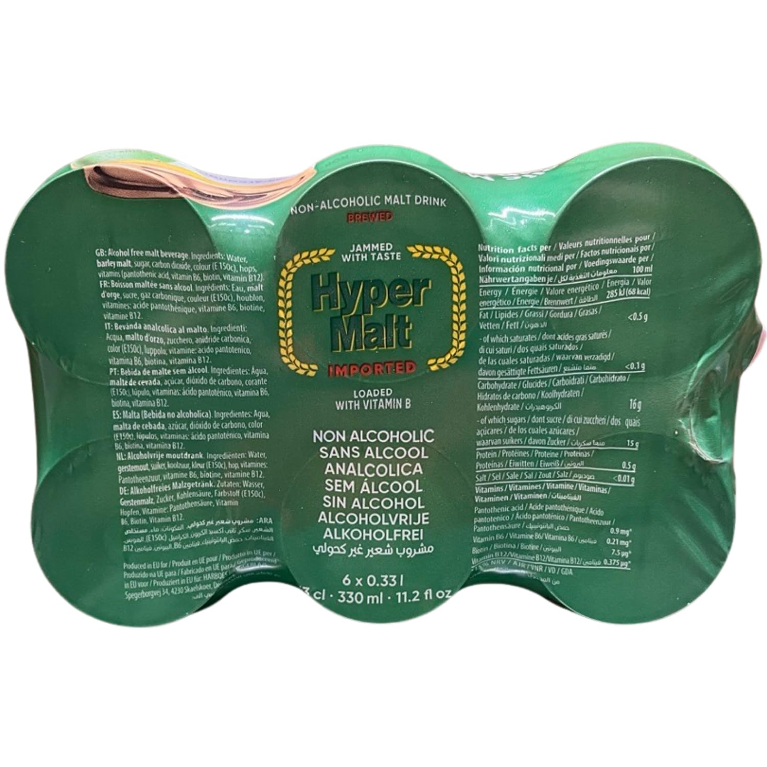 HYPER MALT - Boisson au malt en canette - Lot de 24 (330 ml)