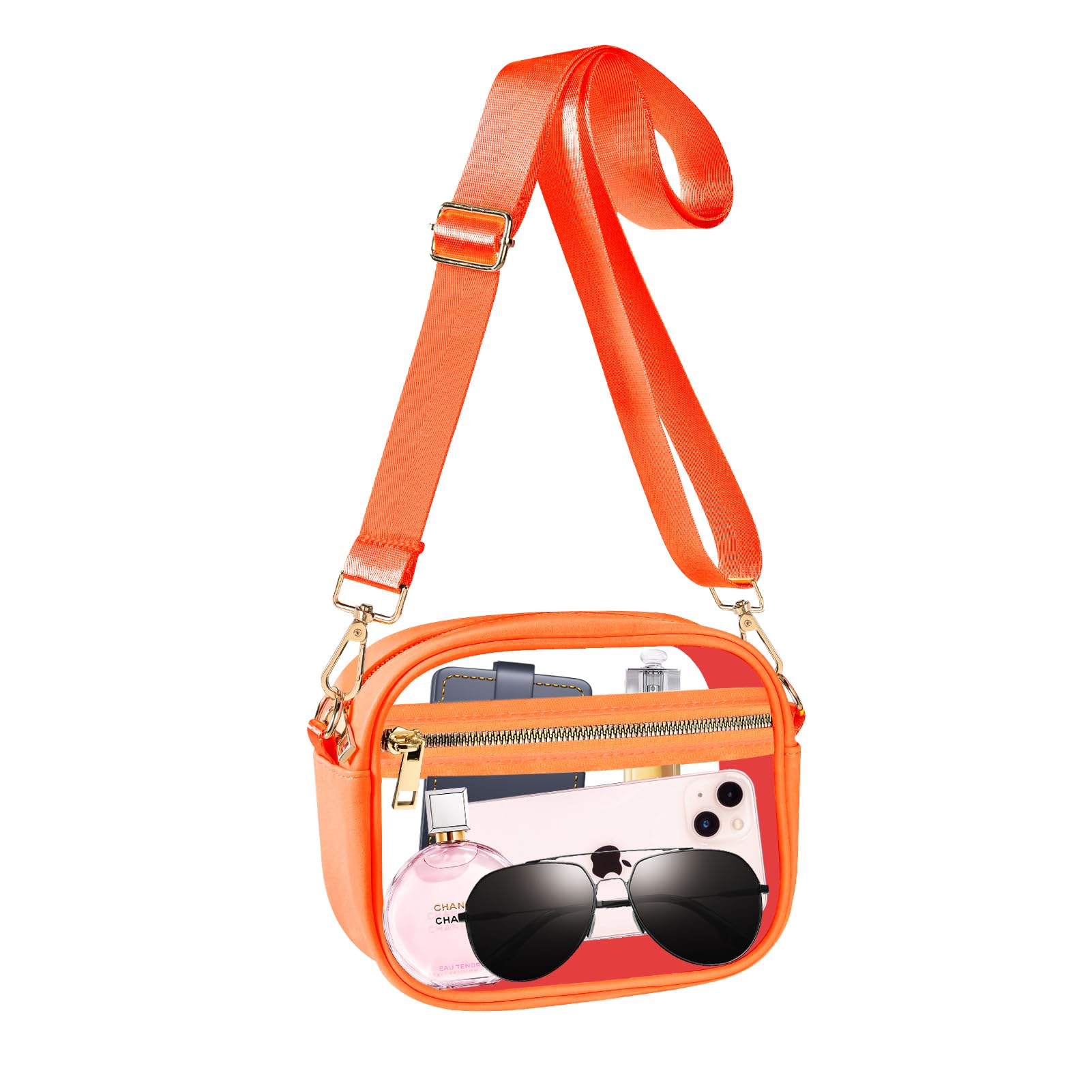 Fibrdoo Clear Bag Stadium Approved, Leather Clear Crossbody Purse Bag for Concerts Sports Events Festivals