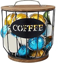 Coffee Pod Holder, Nespresso Capsules Container, Large Capacity K Cup Holder Mug, Espresso Pod Storage Basket, Mug Shaped Black Wire Coffee Pod Organizer for Home Countertop Decor (Black)