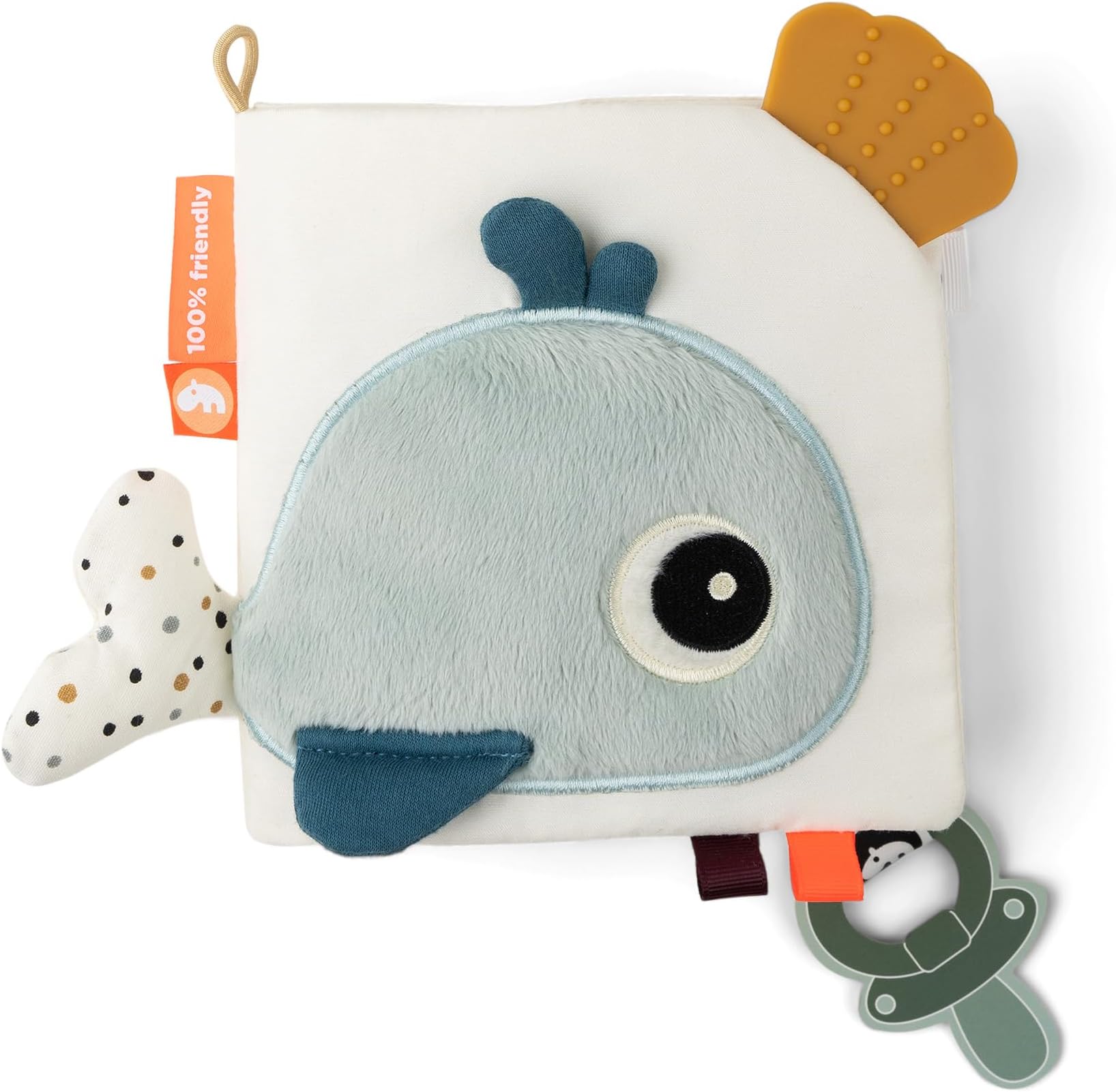 Done by DeerSoft Activity Book for Babies – Sea Friends Crinkle Sensory Toy with Teether, Mirror & Textures – Tummy Time & Stroller Toy for Newborns and Infants – Color Mix