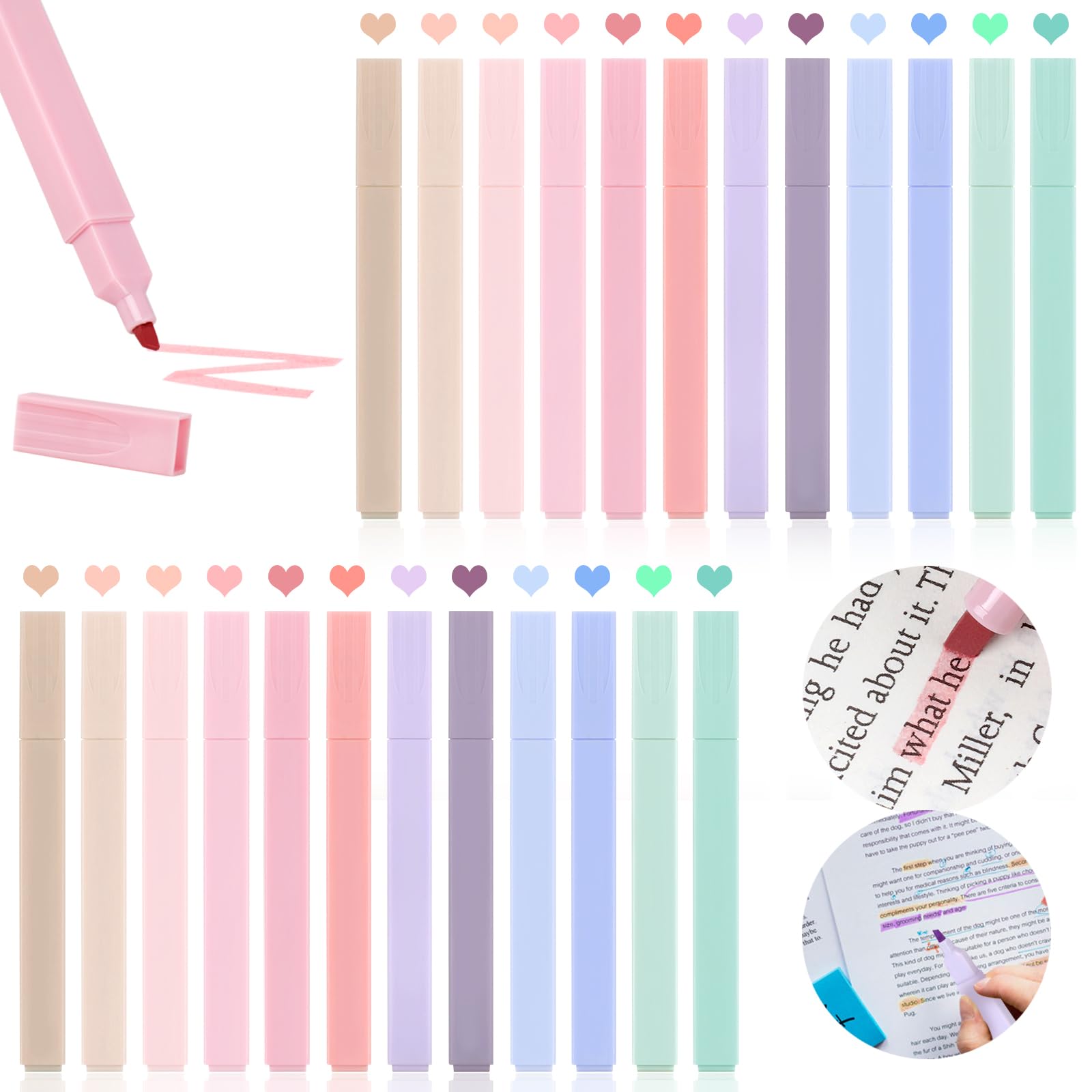 Utron 24 resaltadores de la Biblia, resaltadores de la Biblia que no se decoloran, juego de resaltadores pastel, bonitos resaltadores de la Biblia, no se decoloran, color pastel (24 colores)