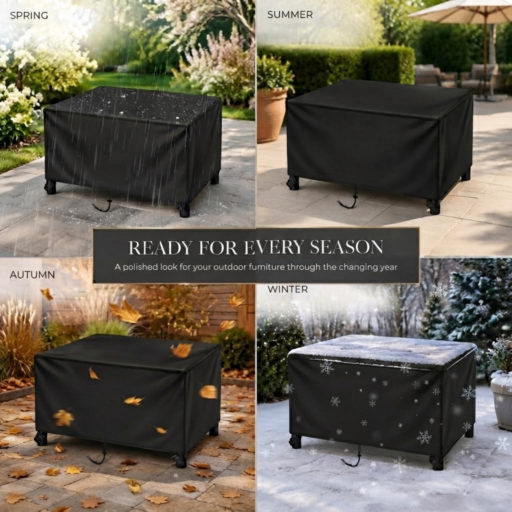 Copertura per Mobili da Giardino Impermeabile 350x170x65 cm | Telo Copri Tavolo Esterno Rettangolare | Tessuto 420D Oxford Antivento & Anti-UV | Custodia Protettiva per Set Pranzo, Nero