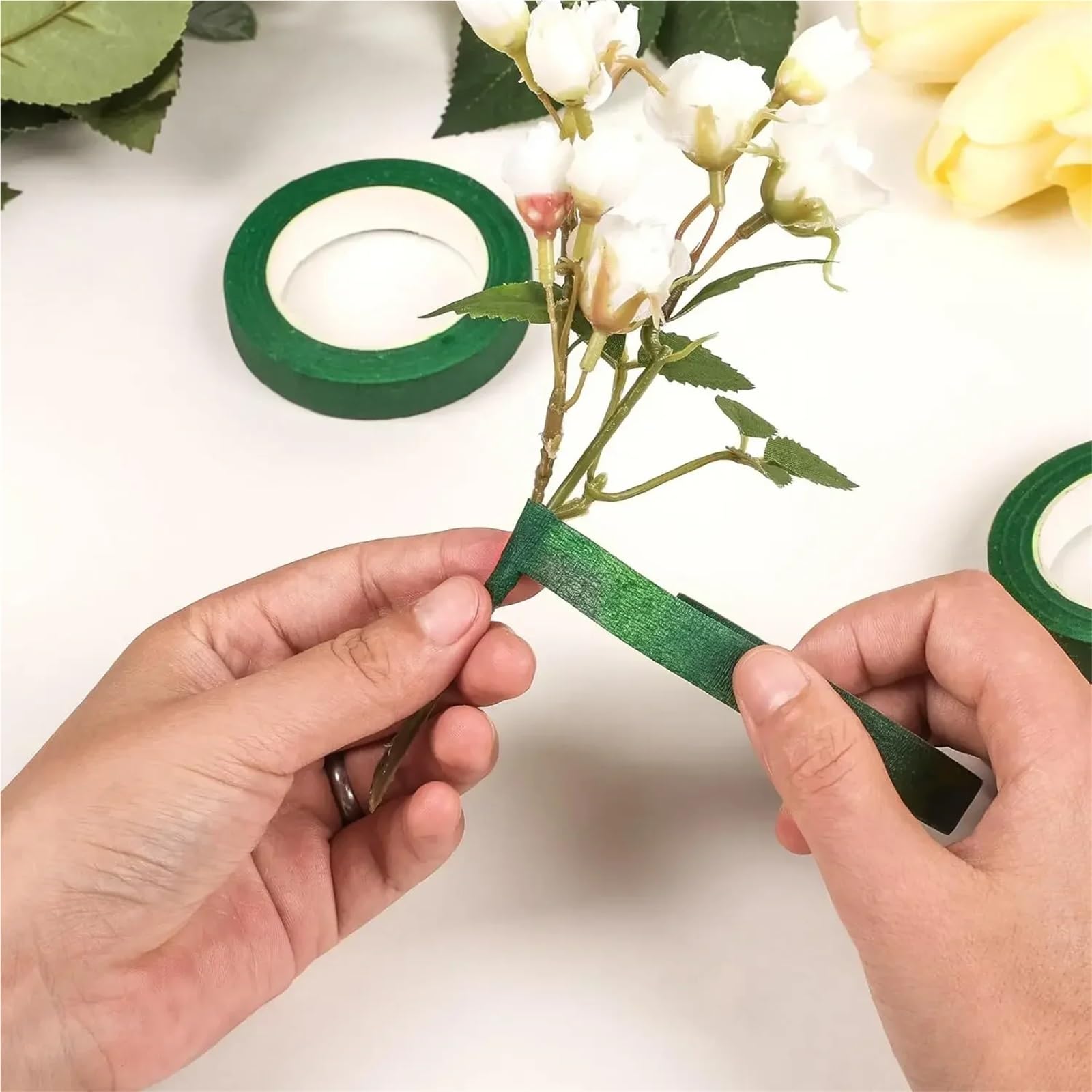 Blumenband, Blumenband for Blumensträuße, Blumen, for Verpacken von Stielen und Blumenbasteln, Hochzeitsstrauß Für Floristik(12Roll Green)