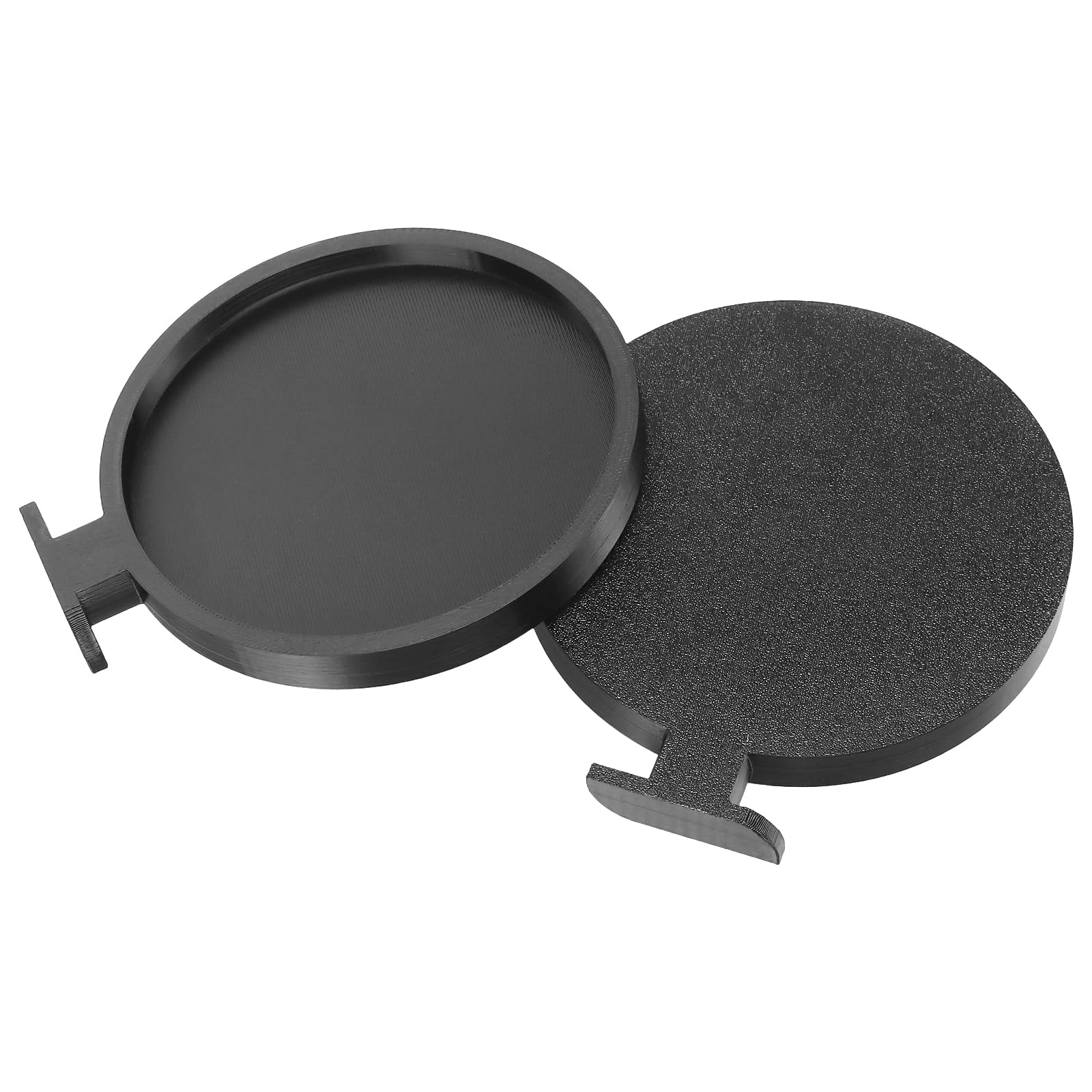 FUNSUEI Set di 4 Supporti Rotondi per Piante in Plastica, Anelli Portavasi Neri, Diametro 11,5 cm, per Vasi da Fiori da Interno ed Esterno