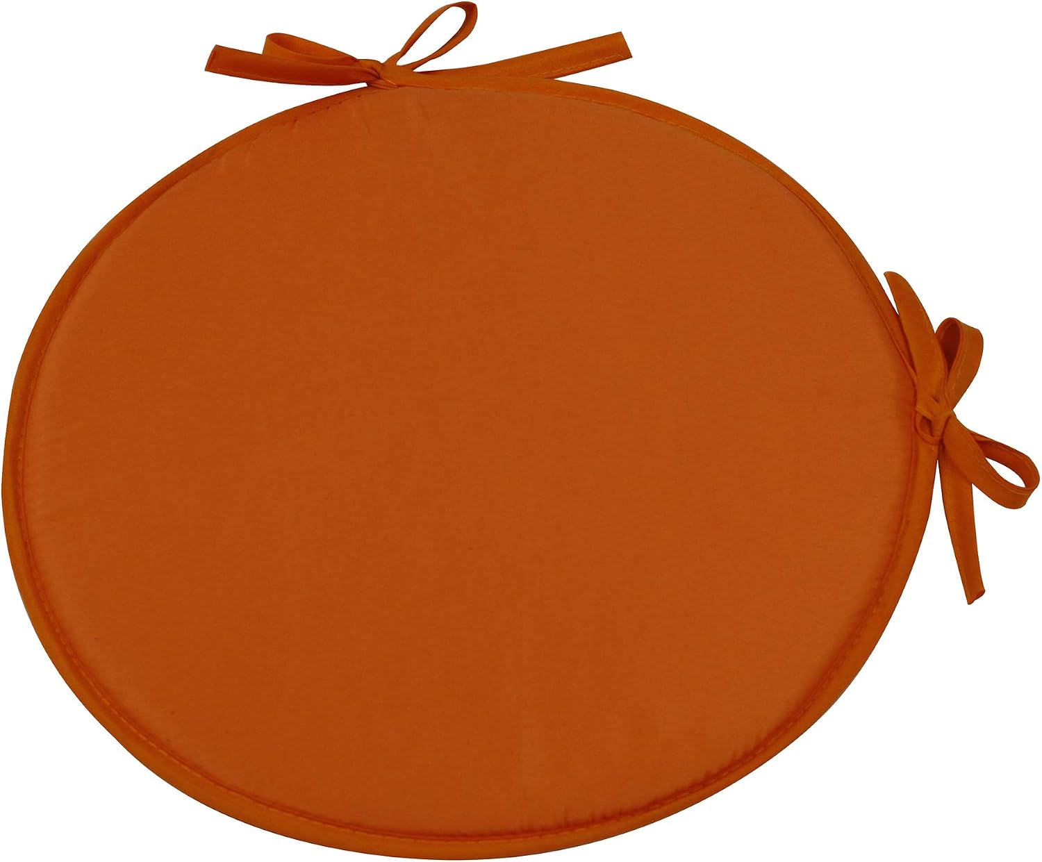 SIMPVALE Set of 4 Seat Cushions with Ties - Round Chair Pads for Armchairs Garden Outdoor Indoor Chairs (Diameter 15inch/Thickness 1.2inch, Orange)