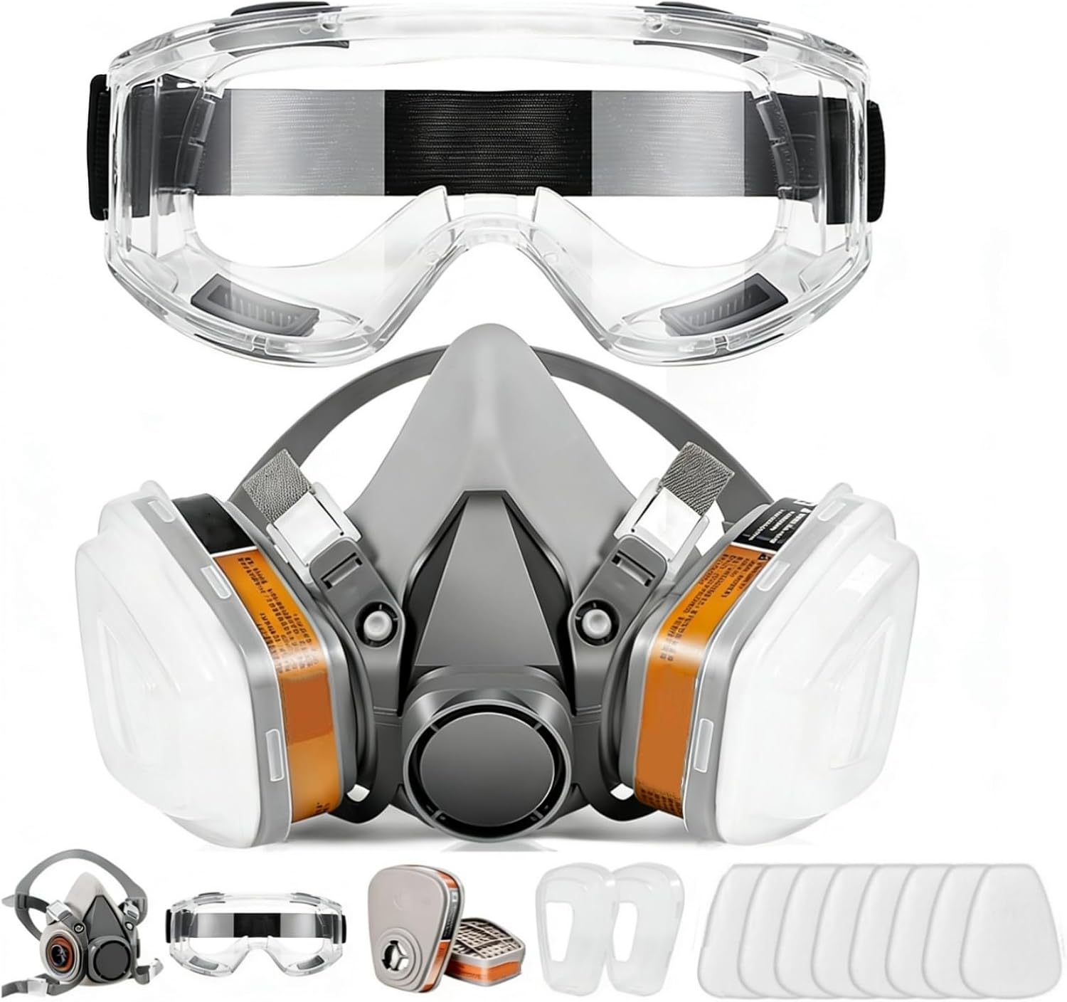 Reusable Half Face Cover with Goggle for Painting, Epoxy Resin, Welding, Sanding, Spraying Work
