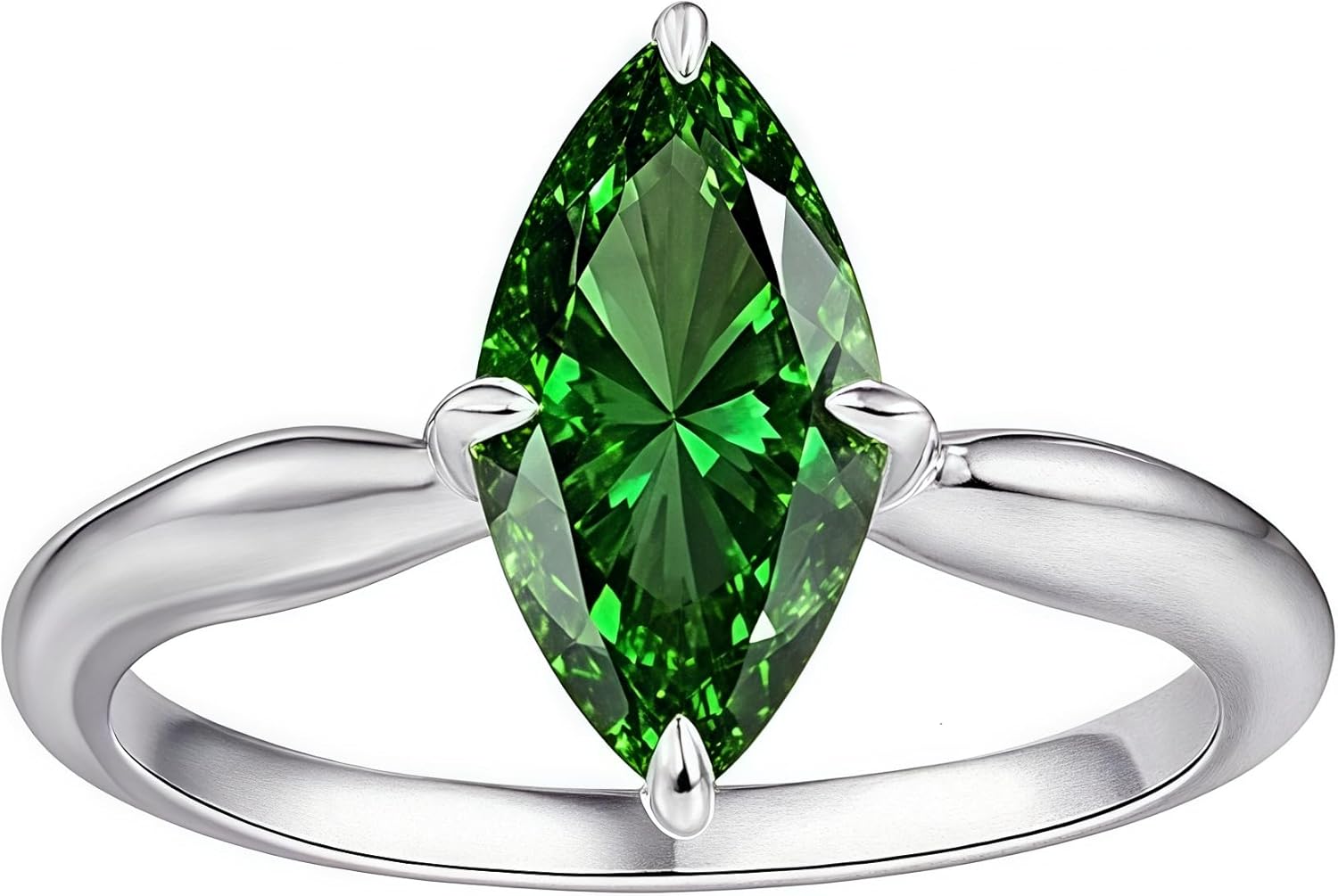 10k 14k 18k Gold Lab Grown Marquise Cut Emerald Ring for Women Personalized Engagement Wedding Ring White Rose Yellow Gold Free Engraving 1-3 Carat