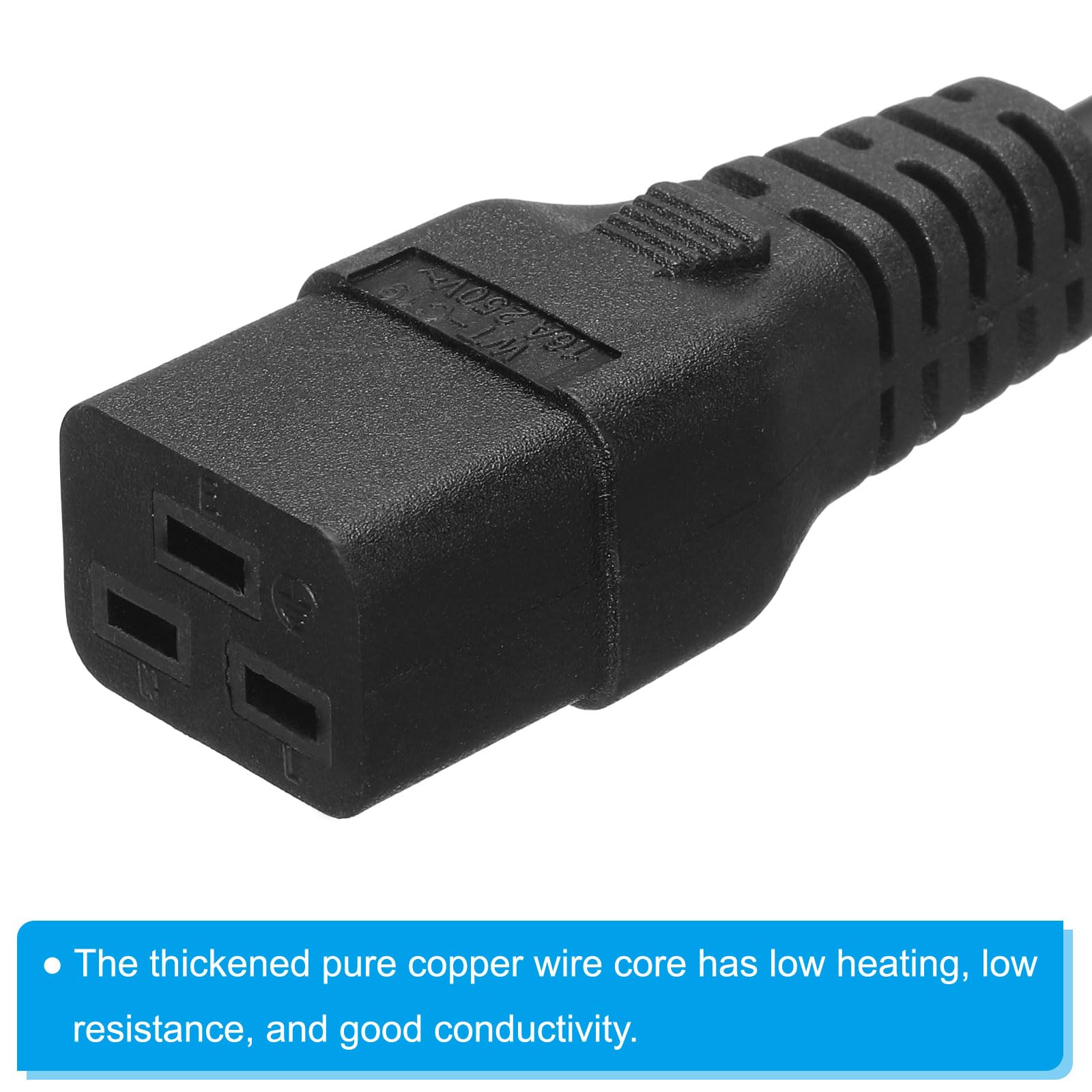 PATIKIL AC-Netzkabel Kaltgerätekabel stromkabel 3-polig C14 Stecker auf C19 Buchse 2,5mm²5m 16,4Ft 250V 10A 16A PDU-Verlängerungskabel für Laptop Elektronik Computer Drucker Radio Monitor