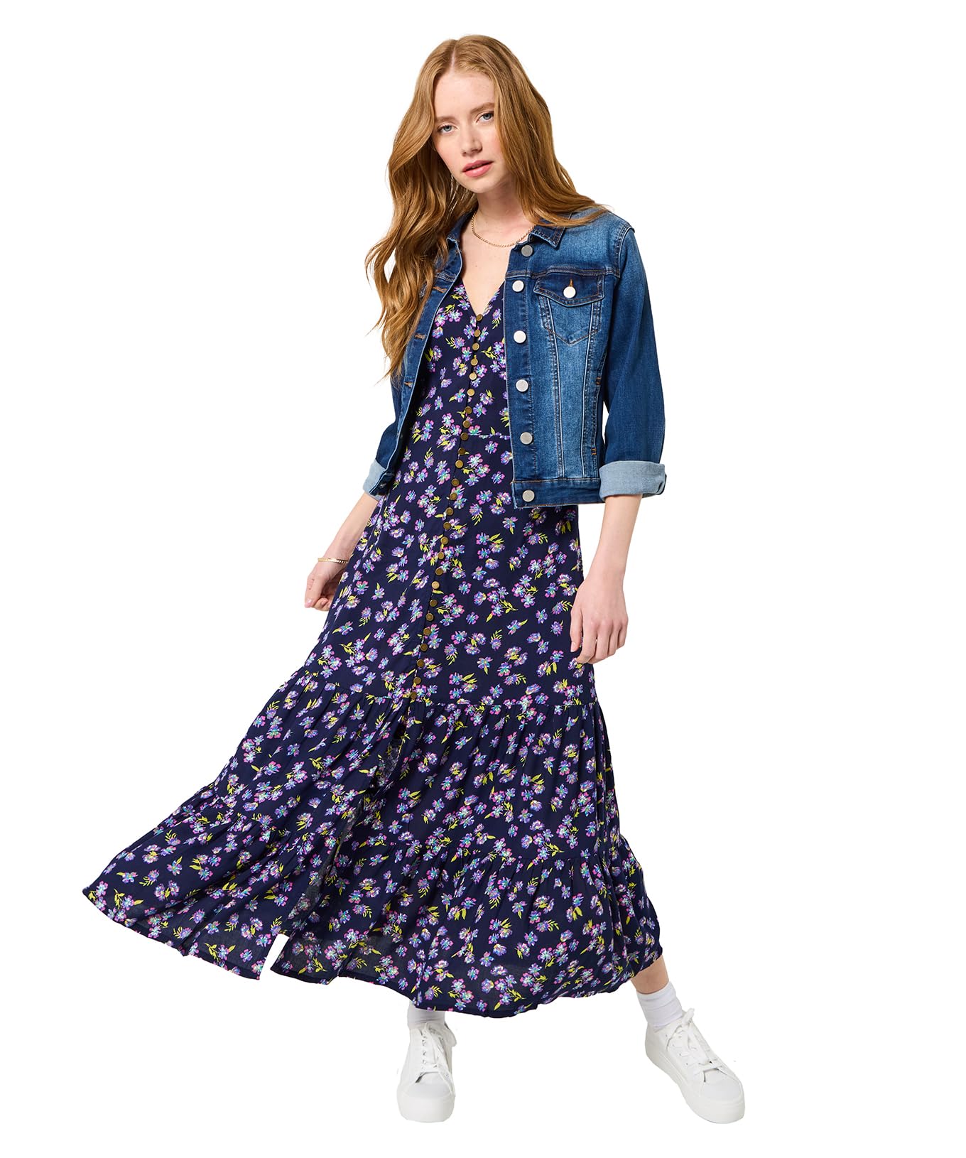 Joe Browns Women's Dark Vintage Floral Puff Sleeve V-Neck Midi Dress, Navy, 38 Pequeño