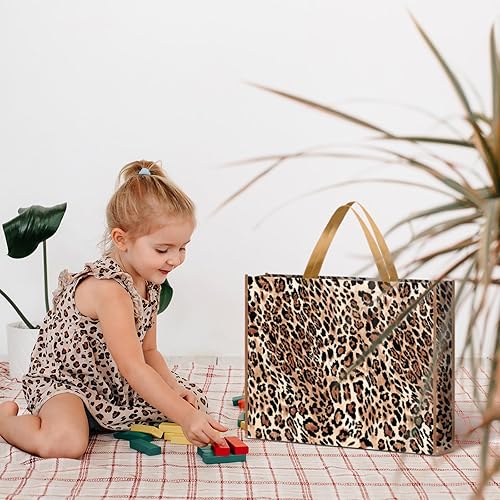 Miniatura 3 de PerKoop 4 bolsas de regalo de leopardo extragrandes de 20 x 16 pulgadas, bolsas de regalo reutilizables no tejidas para recuerdos de fiesta de la