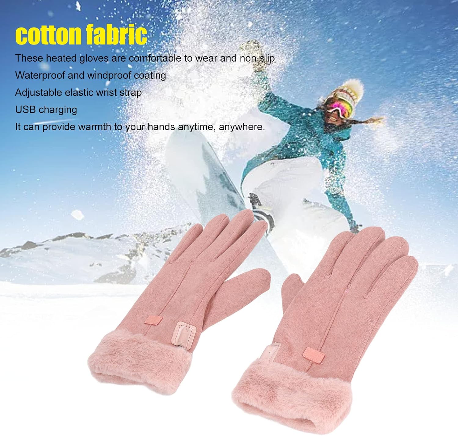 Heated Gloves for Women, Rechargeable Outdoor Hand Warmer Gloves Electric Heated Gloves, Touchscreen Thermal Insulated Heated Gloves for Climbing Hiking Cycling Ski