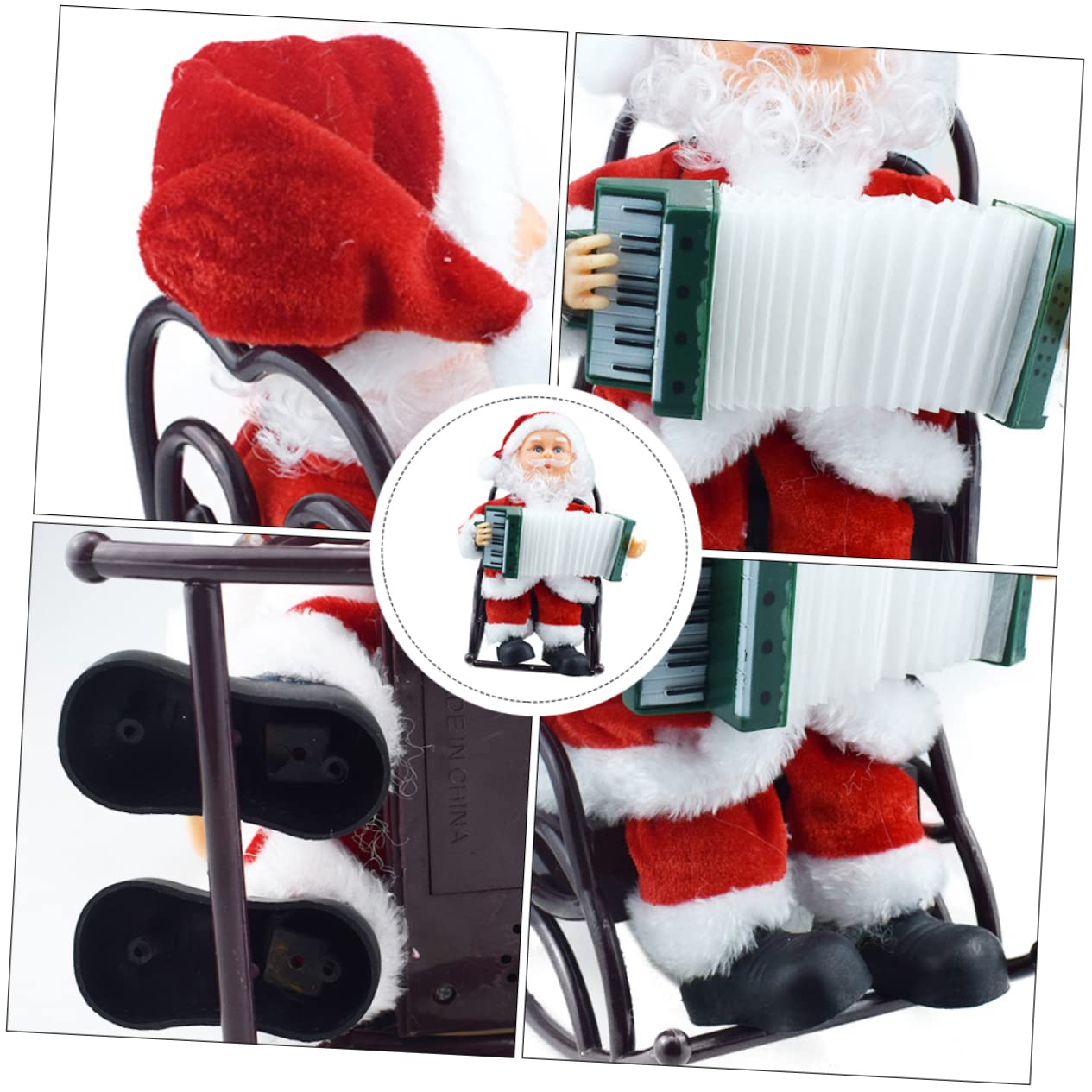 Alipis Papá Noel Mecedora Musical Eléctrica Juguete Navideño Decoración De Fiesta De Navidad