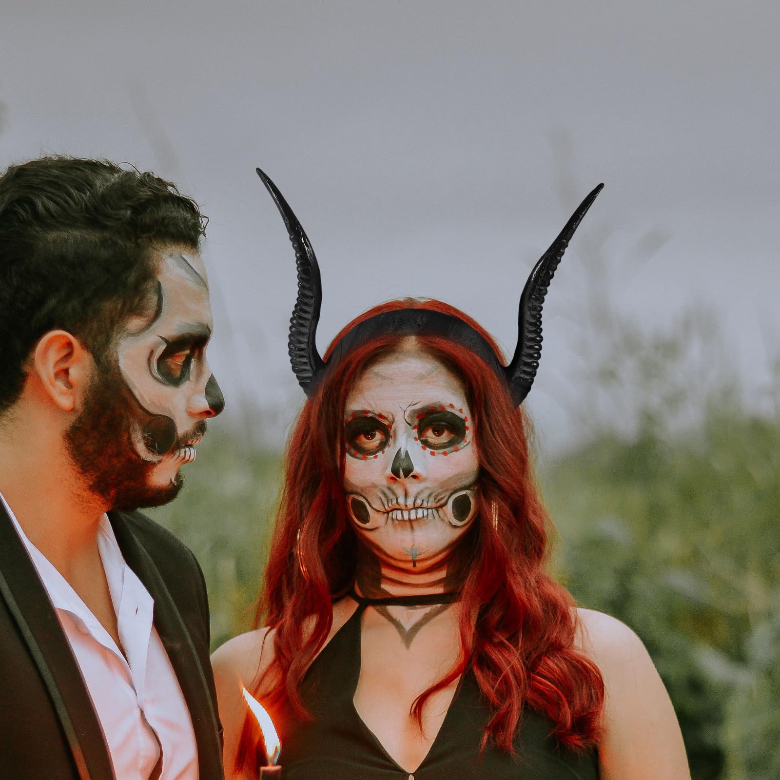 Uonlytech Gothic Teufelshorn Stirnband Halloween Kopfschmuck Cosplay Hörner Haarband Für Erwachsene Party Kostüm Zubehör