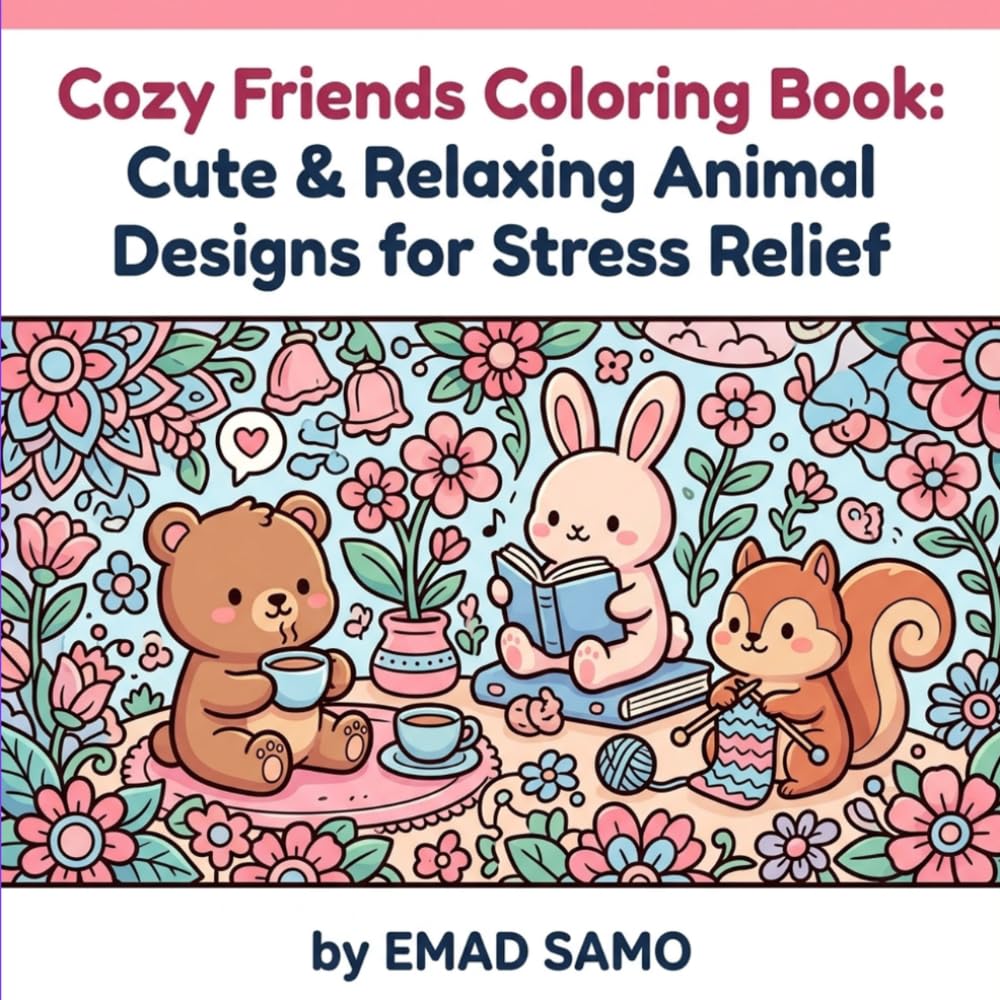 Cozy Friends Coloring Book: Cute & Relaxing Animal Designs for Stress Relief