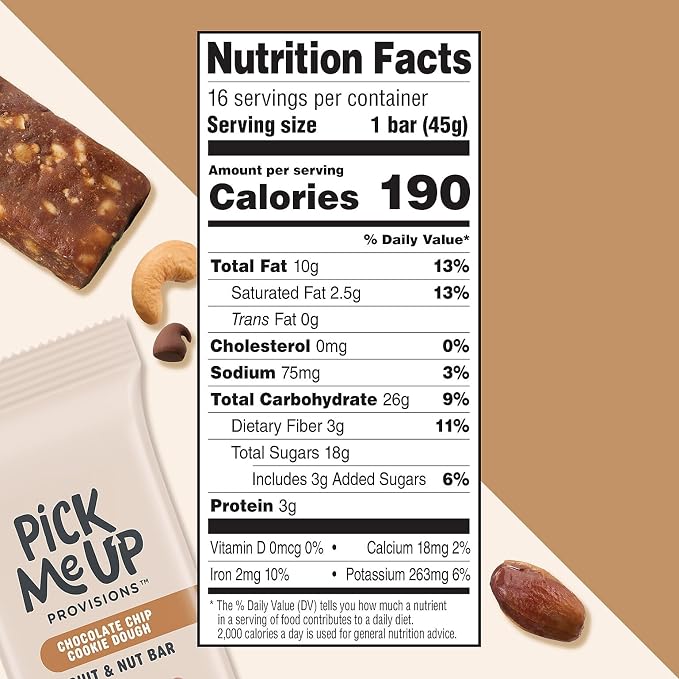 Barra de frutos y nueces con sabor a masa de galleta con chispas de chocolate miniatura 5