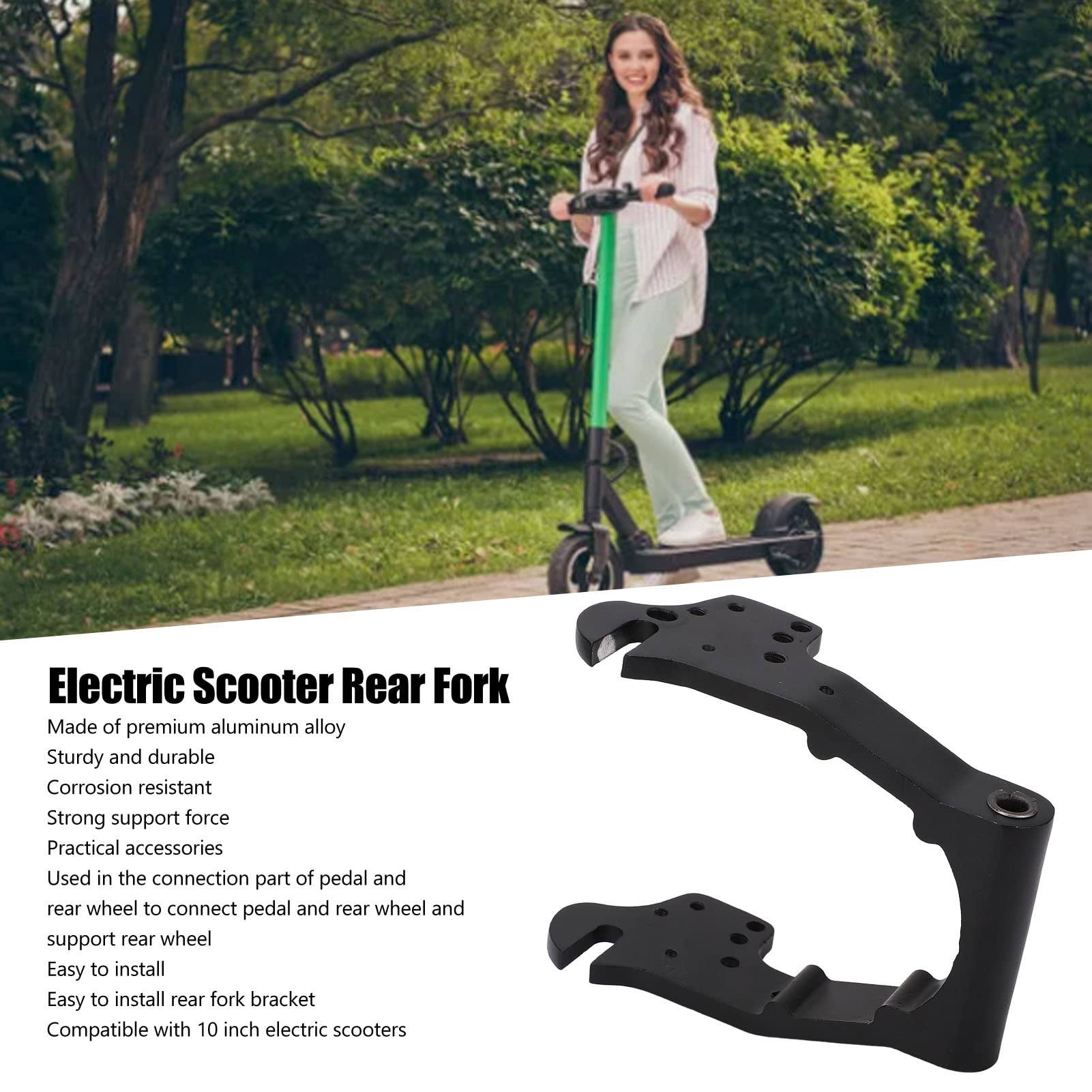 Yuecoom Electric Scooter Rear Fork, 10 Inch Aluminum Alloy Professional Rear Fork Electric Scooter Replacement for Accessories