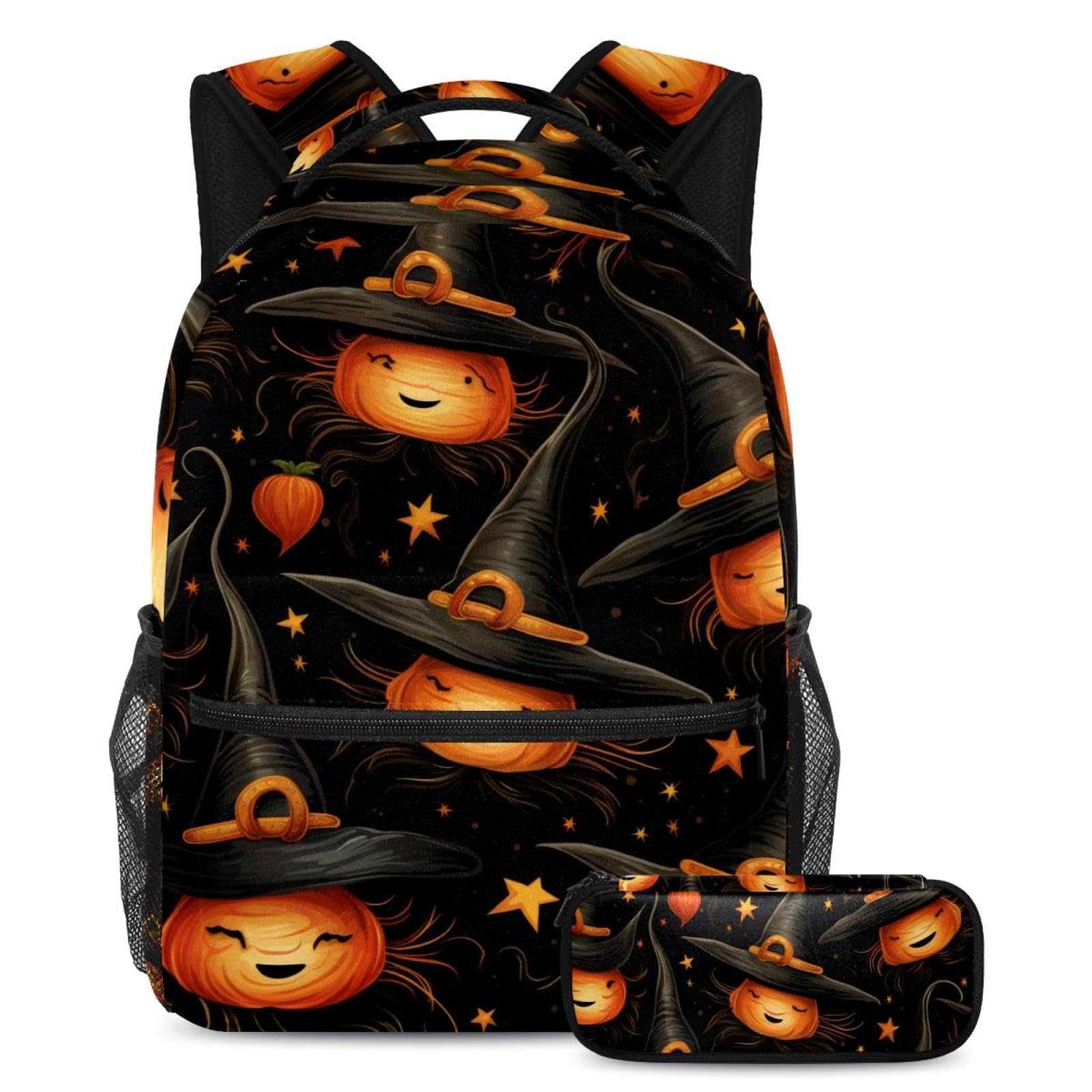 Sac à dos Halloween avec trousse multicolore pour élèves