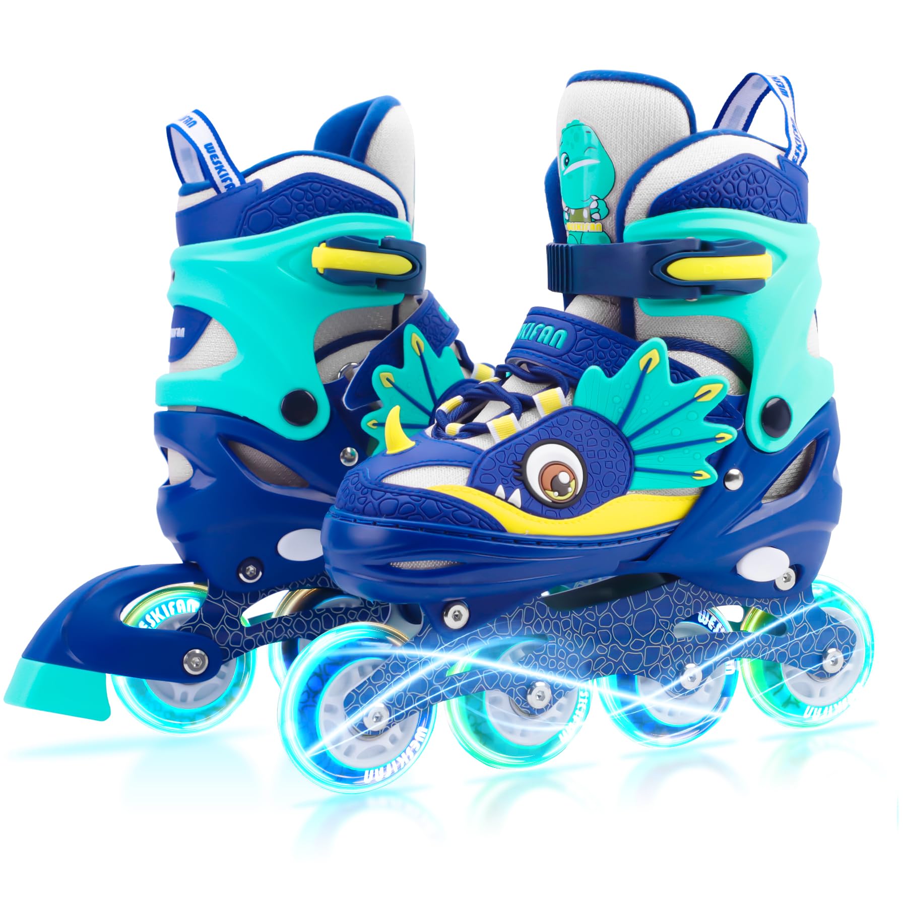 Unicorn Kids Inline Skates for Girls Women,WESKIFAN Rainbow Blades Skates with Shiny Light up Wheels&Adjustable Ages 6-8-12 Year Old, Roller Skates