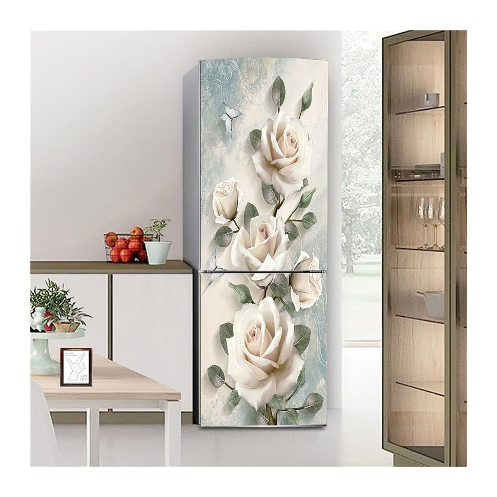 GDHKDDFL Minimalist, luxury-inspired fridge decals, Fridge Sticker Full Covering Door Covers Skins Wall Stickers for Kitchen Decal(S: 60x150 cm)