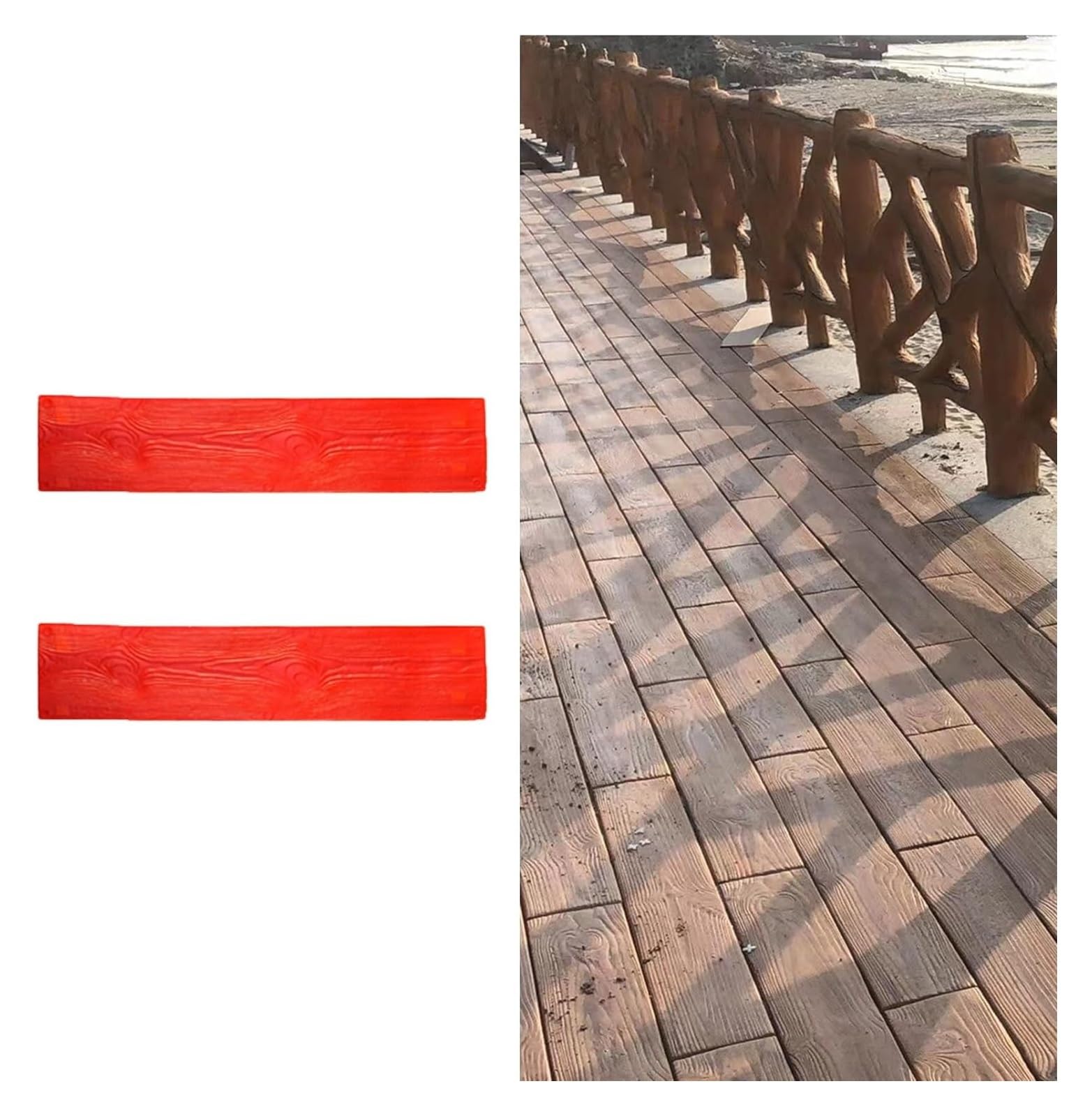 Forma do wytłaczania betonu, 2 szt. Podłoga drewniana maty do tłoczenia betonu na ścieżki/ściany, 120 cm X 28 solidne formy stempli betonowych, DIY stemple betonowe realistyczne