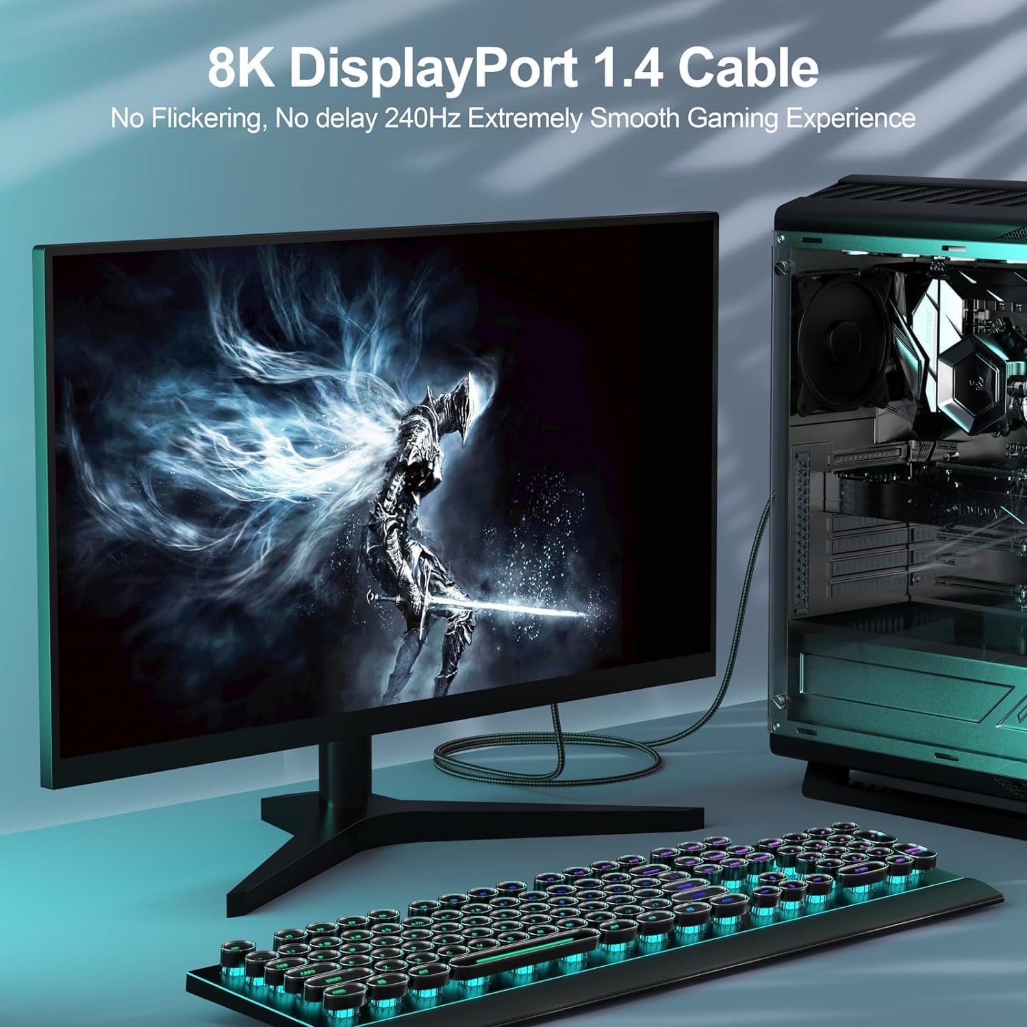 Cavo DisplayPort 8K, confezione da 10 pezzi, 1,4 m, 1,4 porta display DP a DP (8K a 60Hz, 4K a 120Hz, 2K @144Hz, 1080P a 240Hz) ultra alta velocità per computer portatile, PC, TV, monitor da